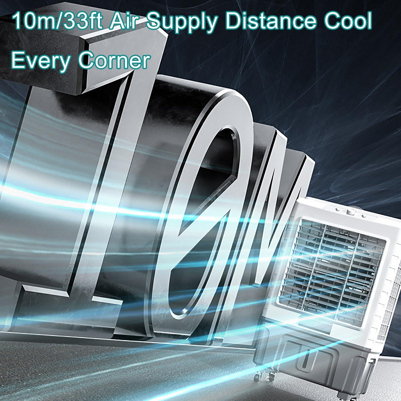 Cxlly Evaporative Air Cooler with 55L Water Tank, Portable Outdoor Air Conditioner with 4 Ice Pack, Oscillation, 3 Speed for Garage, Yard, Commercial Use(Size:95cm/37in 55L)