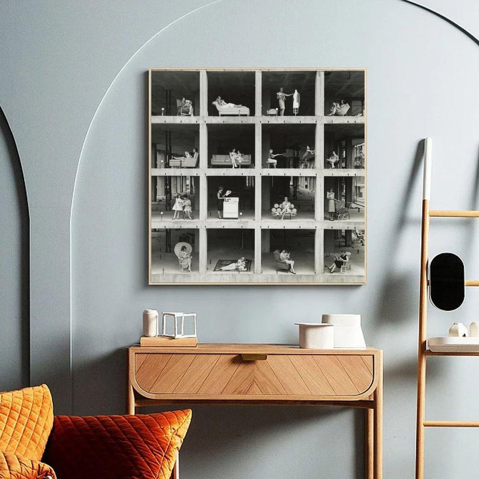 Generic Ormond Gigli Window Girl Art Portrait Poster Black And White Vintage PosterWall Poster Art Canvas Print Living Room Office Bedroom Aesthetic Poster16x16inch(40x40cm) Frame-style