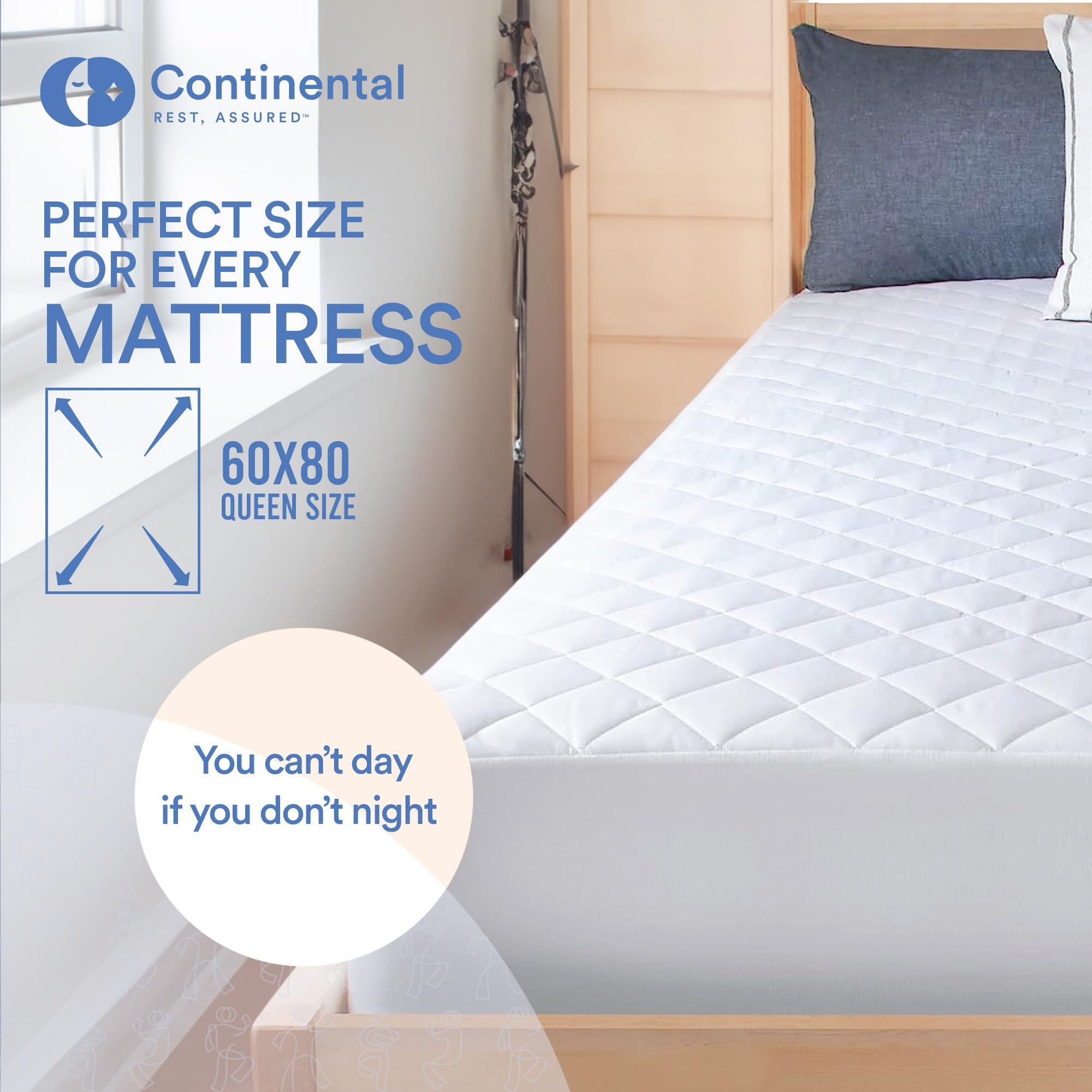 Continental Bedding Continental Bedding Queen Size Waterproof Mattress Protector Sheet- Quilted Fitted Mattress Cover - Premium Cotton Mattress Bed Pad Topper Up to 18 Inches Deep - Machine Washable - 300 Thread Count