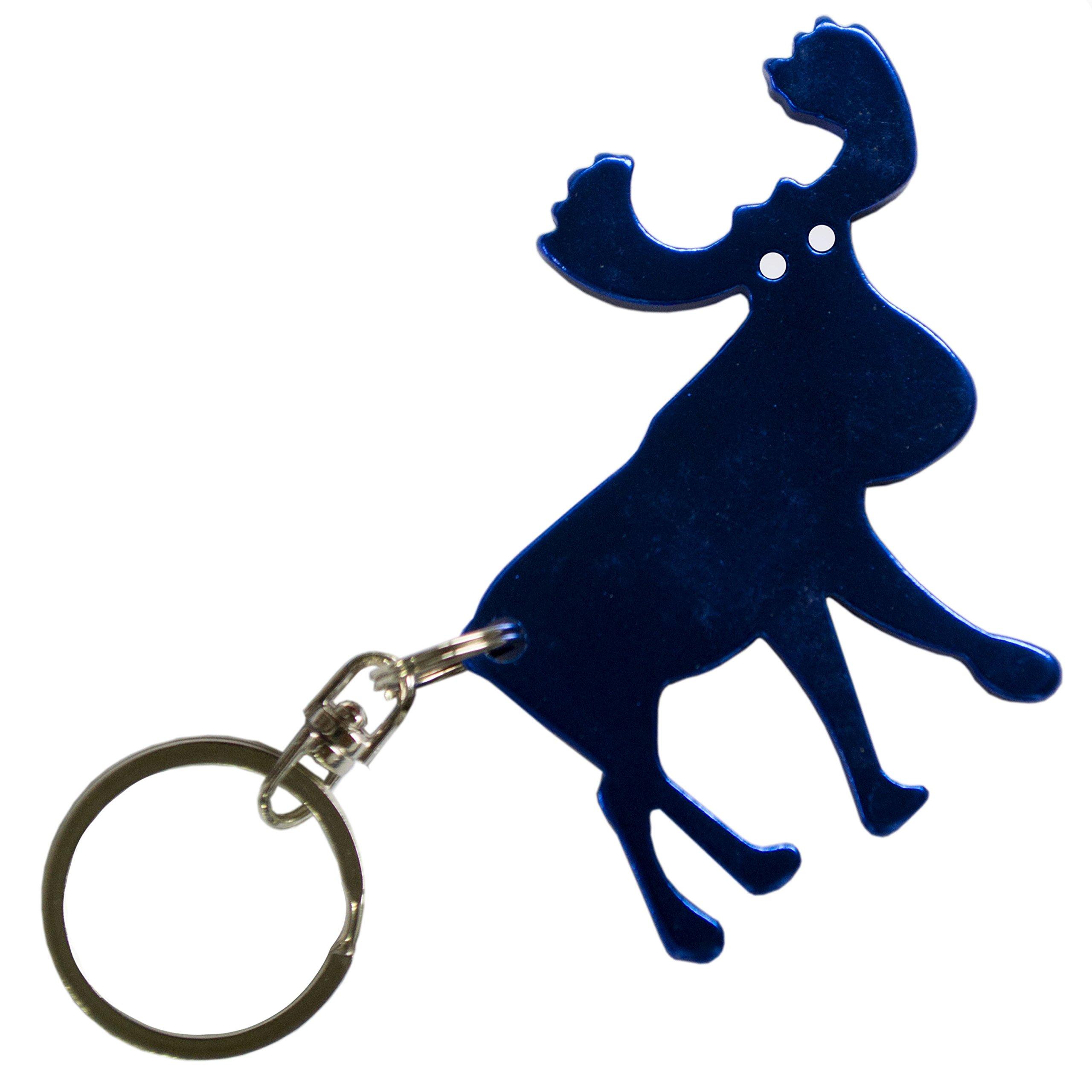 Goods For Giving Custom Blue MOOSE Keychain Bottle Opener - Black Blue Green Purple or Red - 1-100 Packs