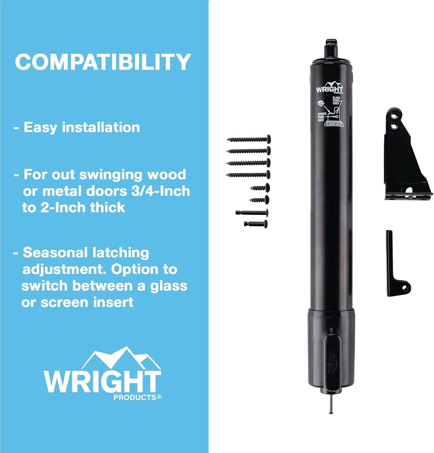 Wright Products Wright Products V2012BL Heavy Duty Tap-N-Go Pneumatic Closer, Black