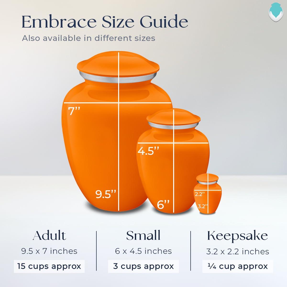 GetUrns Geturns Embrace Small Personalized Cremation Urns for Human Ashes I Burnt Orange Funeral Urn for Women and Men with Double Side Engraving I 44 lbs