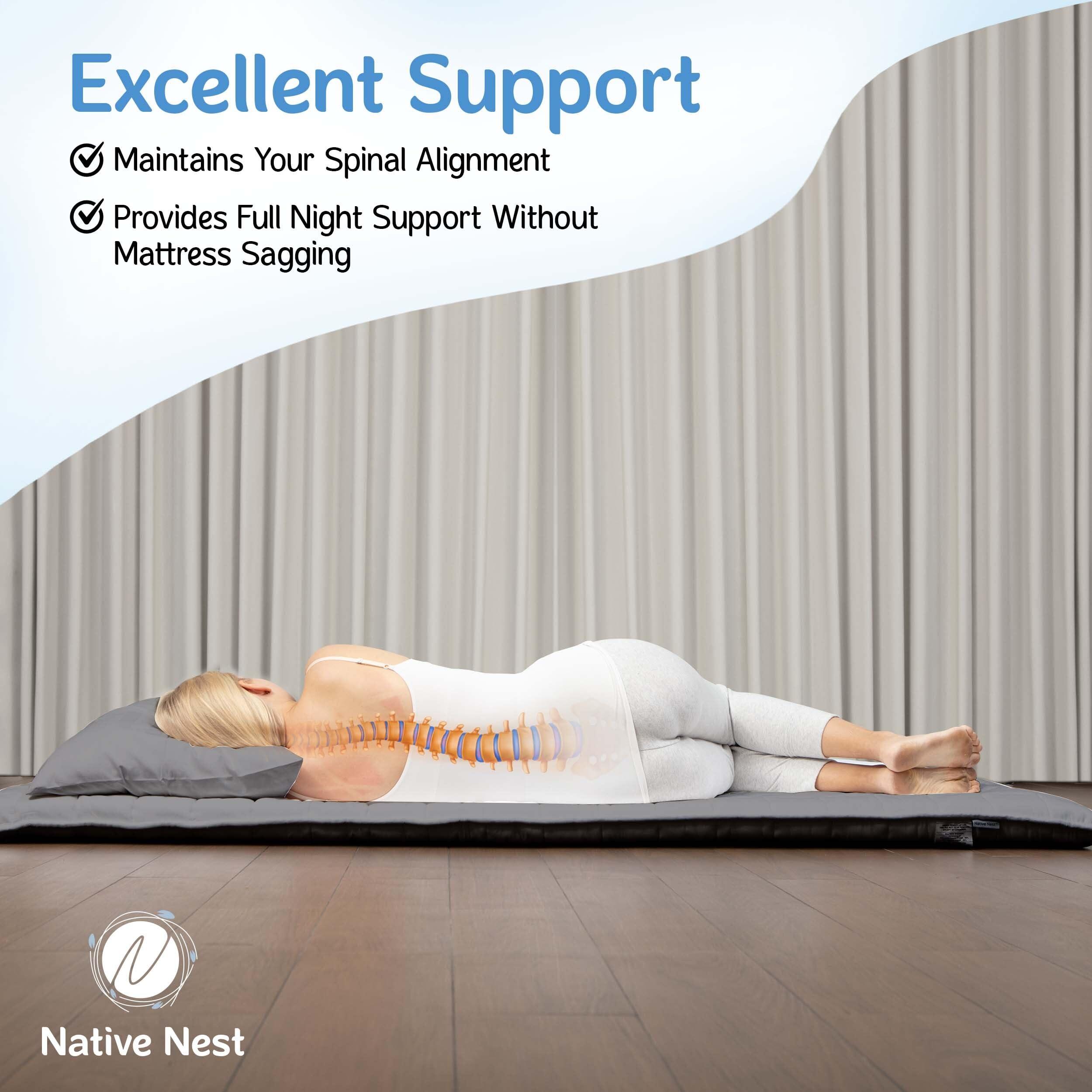 Native Nest Native Nest Japanese Futon Floor Mattress - Medium Firm Futon Mattress for Sleeping - Shikibuton - Foldable and Portable Japanese Bed (Grey, Twin)