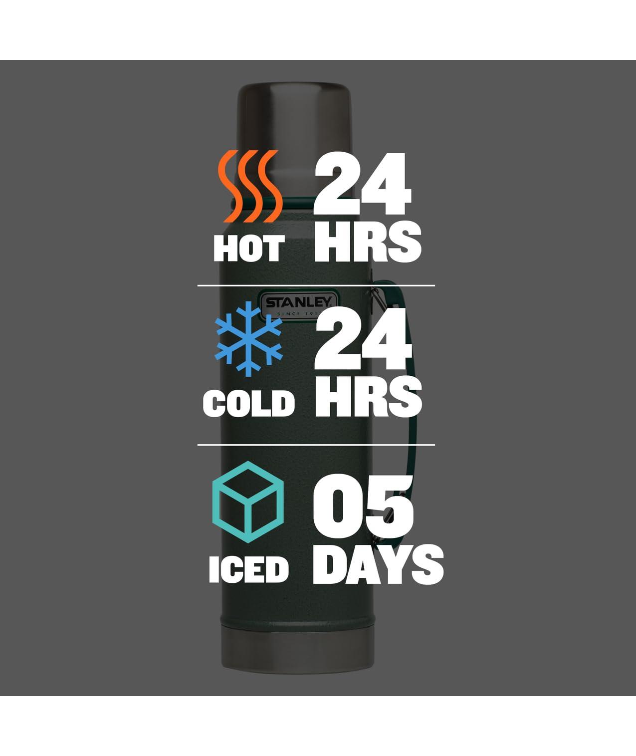 Stanley Stanley Classic Vacuum Insulated Wide Mouth Bottle - BPA-Free 18/8 Stainless Steel Thermos for Cold & Hot Beverages – Keeps Liquid Hot or Cold for Up to 24 Hours