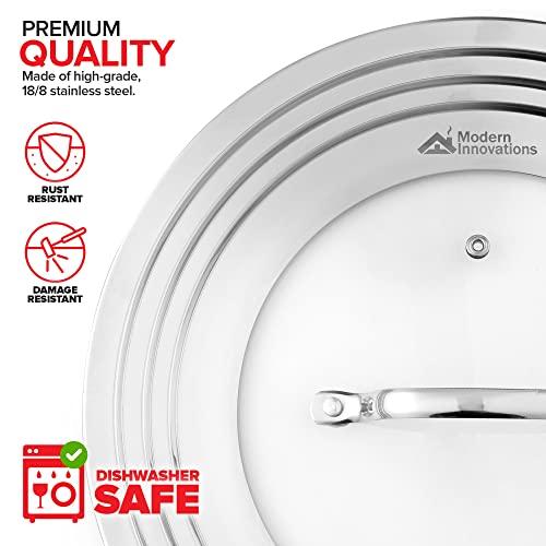Modern Innovations Modern Innovations Universal Lid with Tempered Glass Top for Pots & Pans, Fits 8.25, 9, 10, 11, and 12 Inch Cookware - Large Replacement Frying Pan Cover, Cast Iron Skillet Lids - Stainless Steel