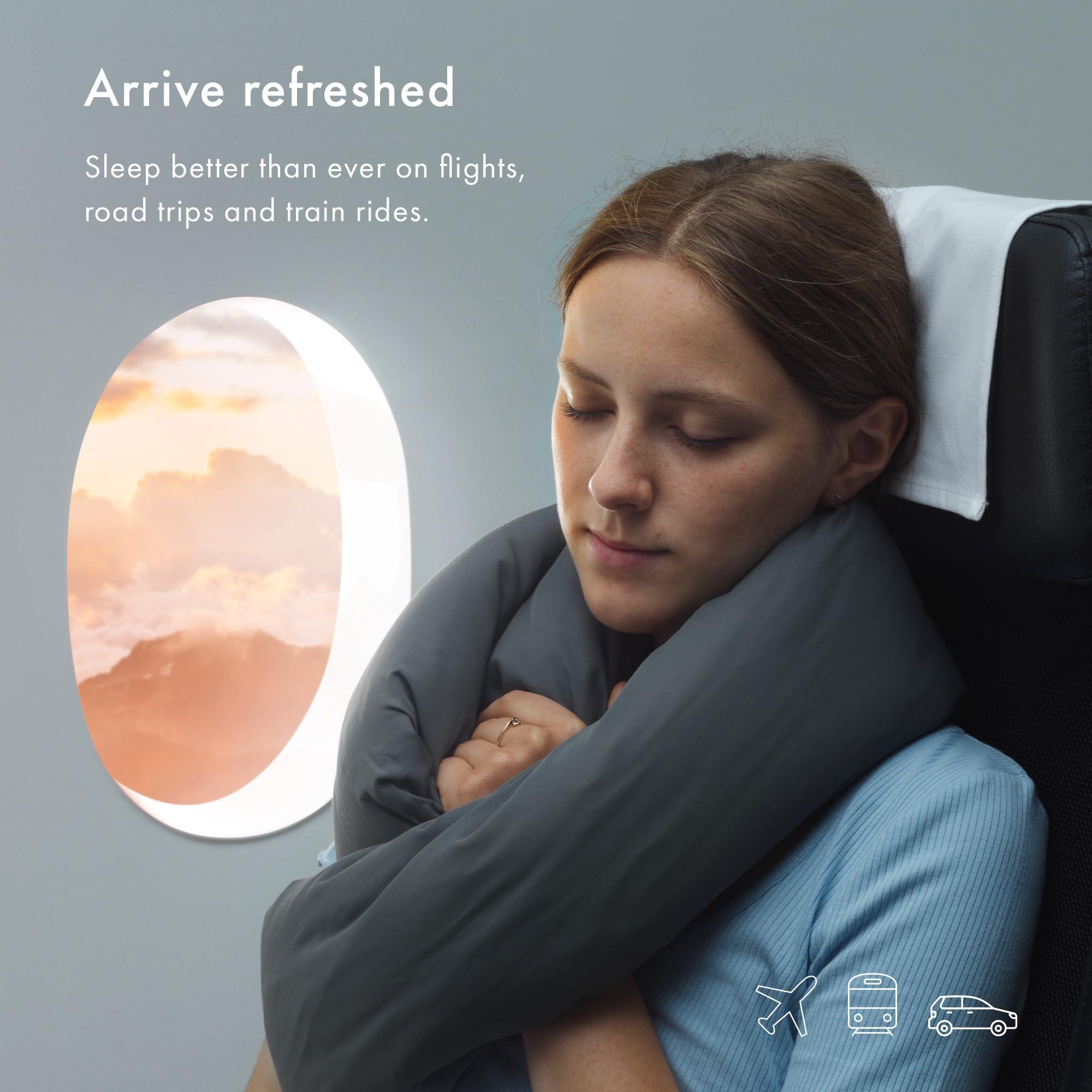 Huzi Huzi Infinity Pillow - Travel Neck Pillow - Versatile Soft 360 Support Scarf - Machine Washable - Home Travel Flight Road Trips (Burgundy)
