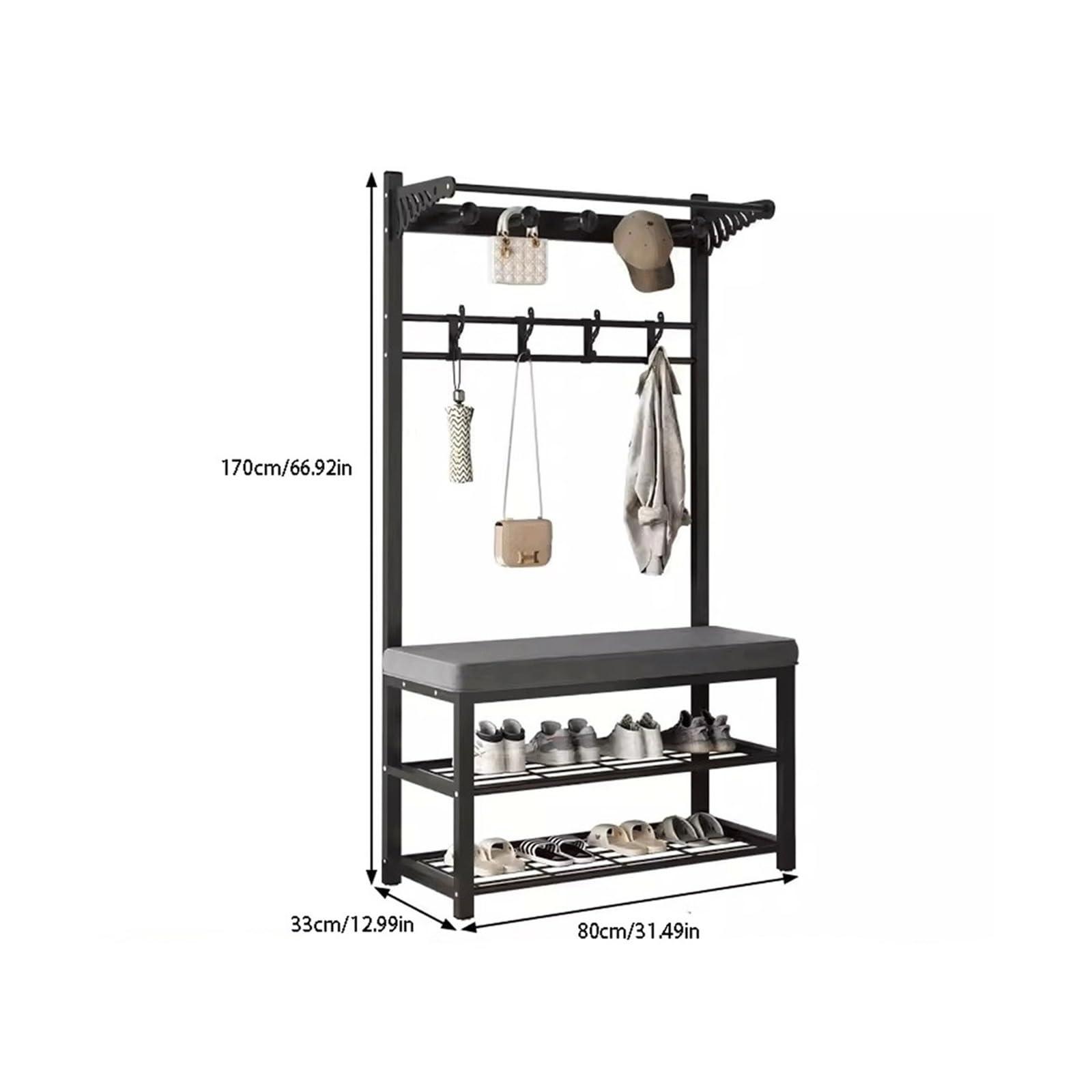 HEAIQI Coat Rack Freestanding Clothes Rack Entrance Clothes Rack Floor-to-ceiling Entrance Shoe-changing Stool Clothes Rack Home Storage Clothes Rack Coat Hanger Standing