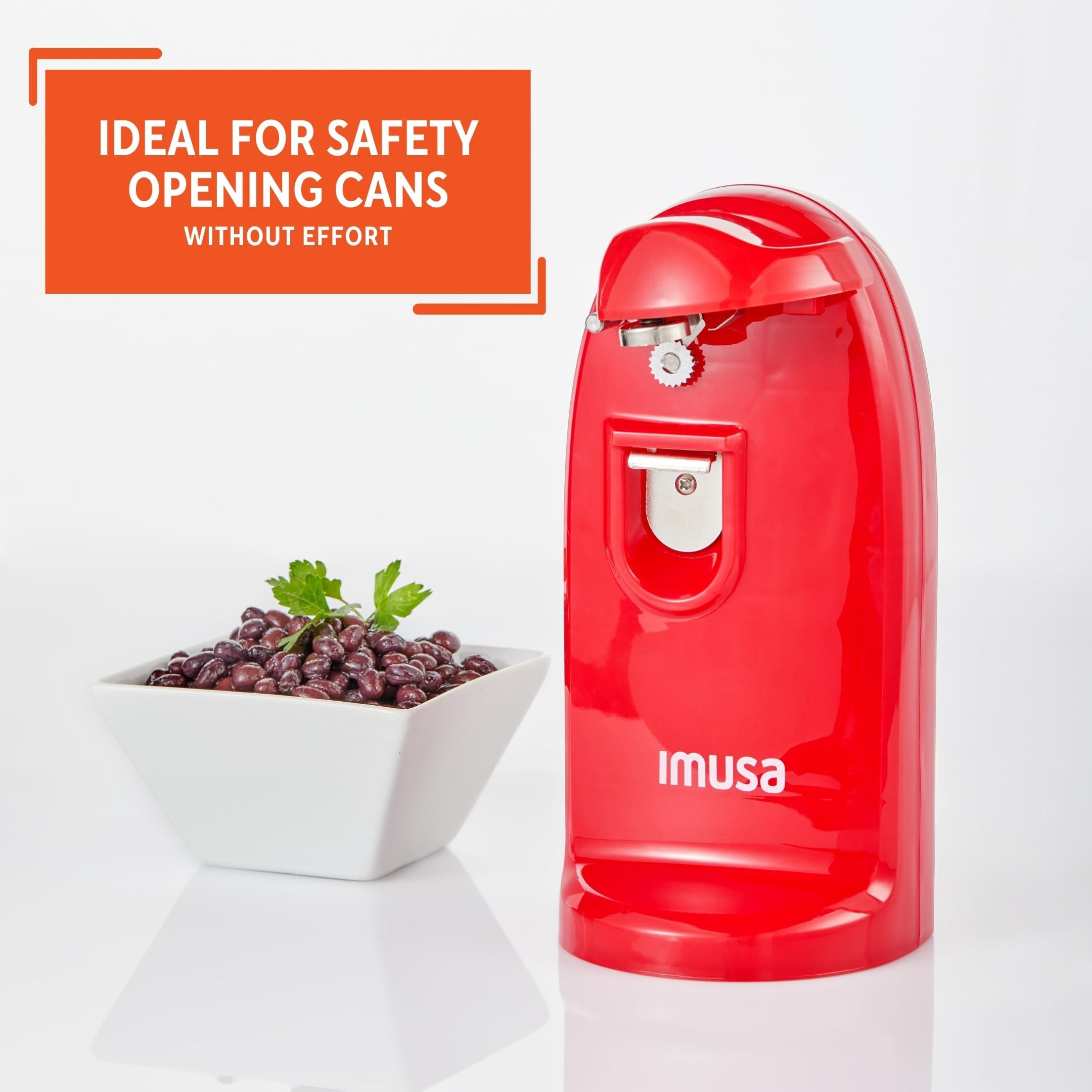 Imusa IMUSA USA Electric Can Opener with Bottle Opener and Knife Sharpener, Red Small