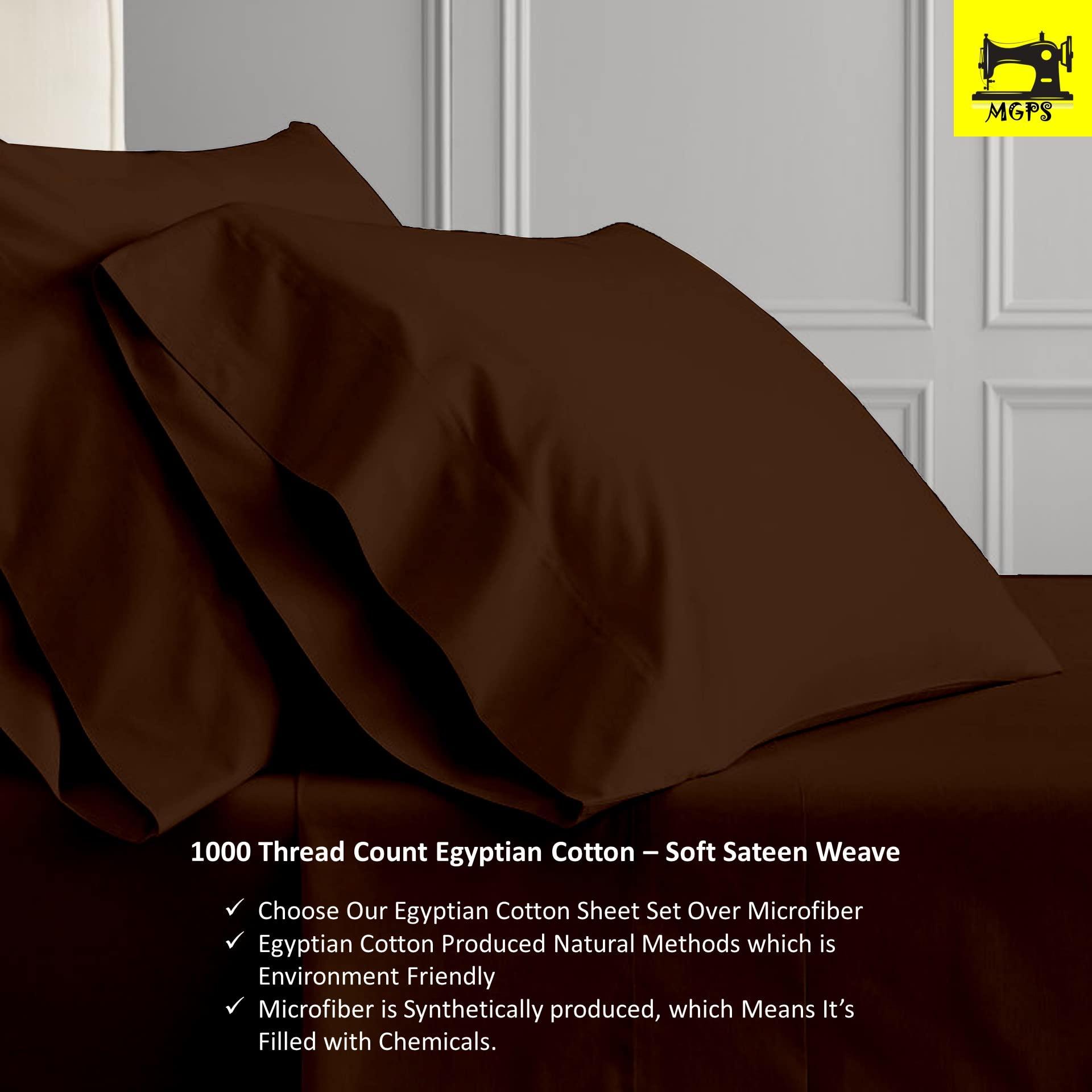 MGPS MGPS 1000-Thread-Count Egyptian Cotton Top Split King Sheet Set for Adjustable Bed, Half Split Head 4 PCs Soft Set Deep Pocket Up to 28 Inch, 36\" Split from Top - Chocolate, Split-Head King - 36