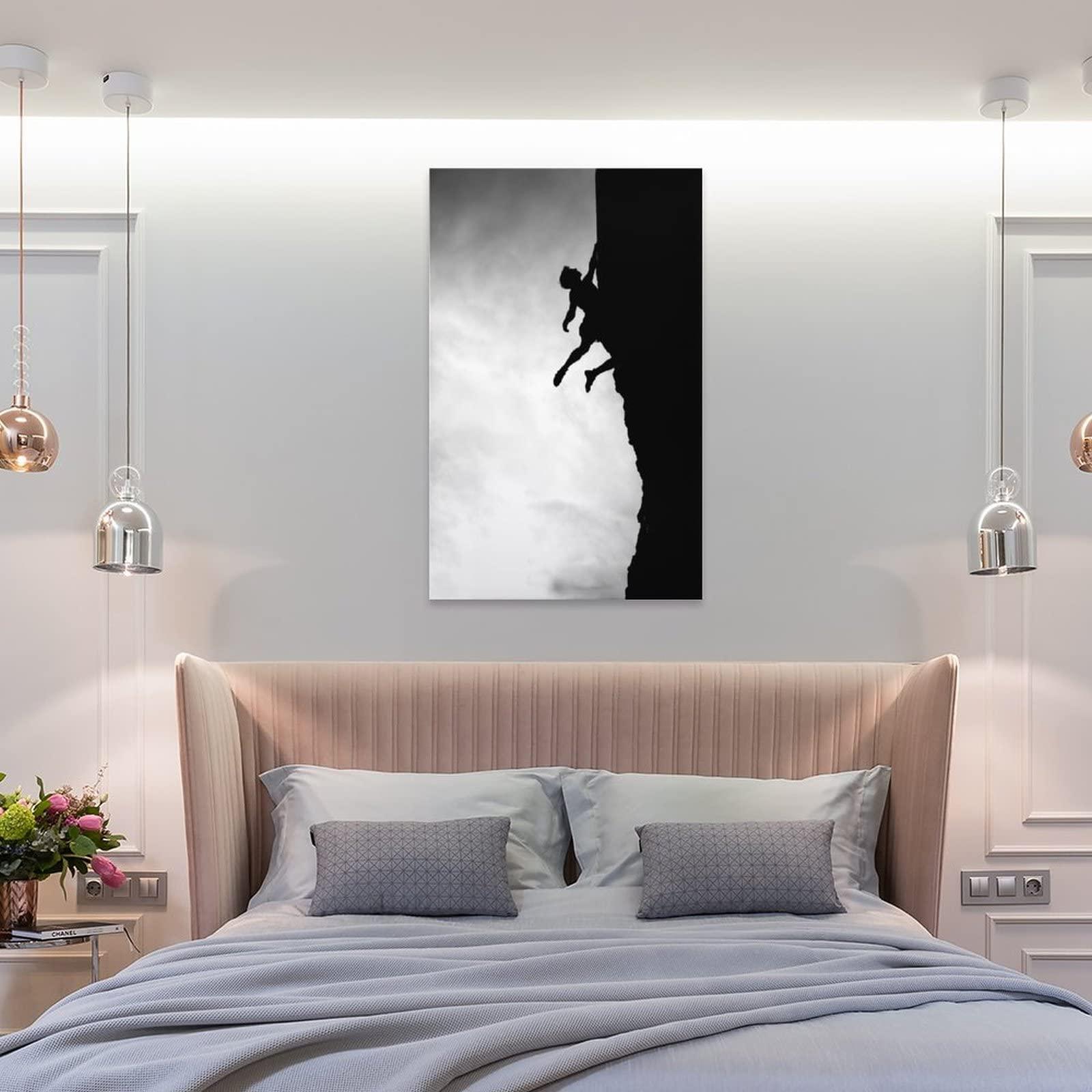 ToMart Rock Climbing Poster Black And White Wall Art Extreme Sports Men And Teens Inspirational Wall Art An Canvas Painting Posters And Prints Wall Art Pictures for Living Room Bedroom Decor 24x36inch(60x90