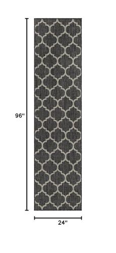 Unique Loom Unique Loom Outdoor Trellis Collection Area Rug - Trellis (Runner 2\' 0\" x 8\' 0\", Black/ Ivory)