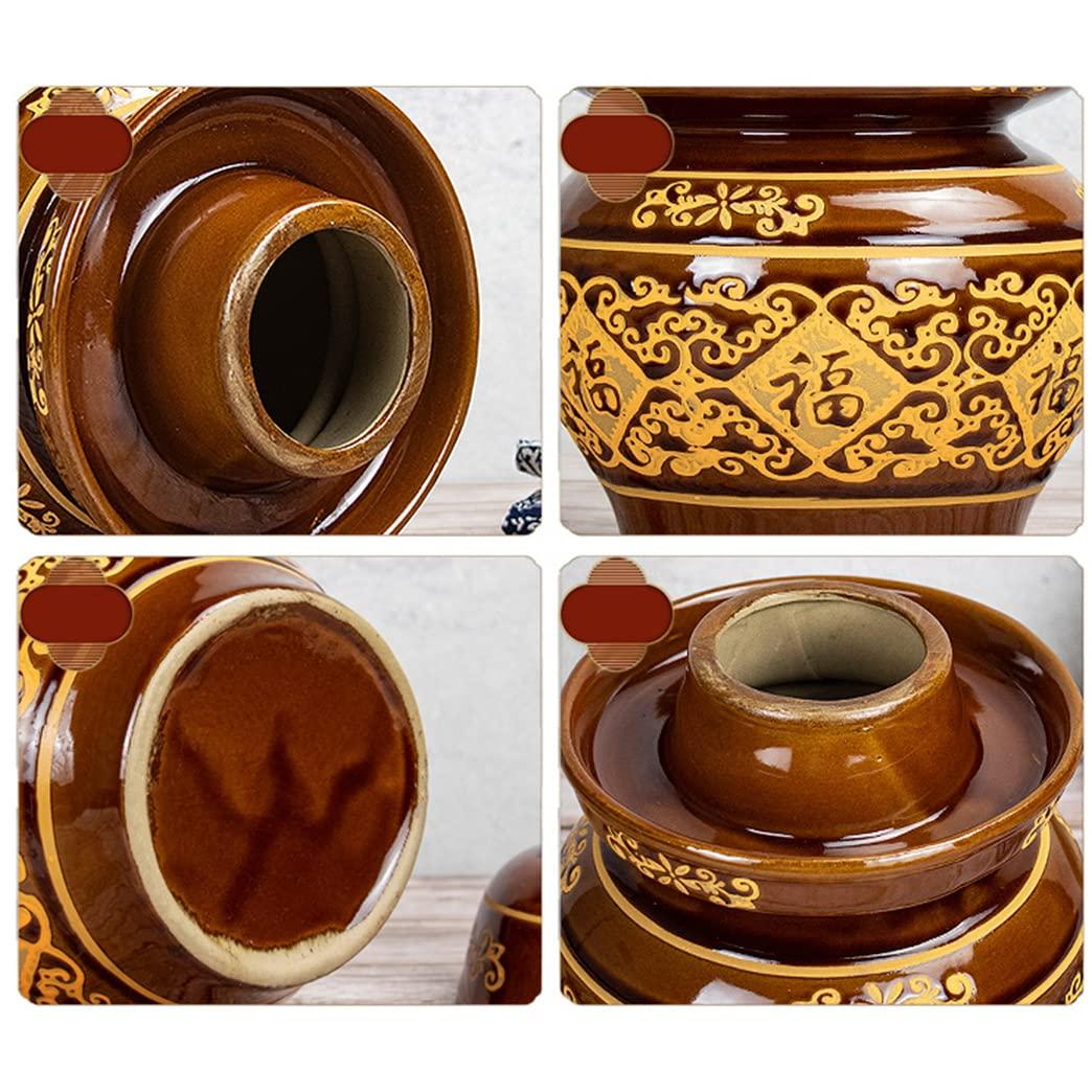 ZHOUXIAO ZHOUXIAO Blue Pickle Jar,Traditional Chinese Porcelain Pickle Jar, Ceramic Fermentation Crock Pickling Pot,Fermenting Jar with Water Seal Airlock Lid Stoneware Fermenter for 3KG