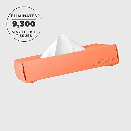 LastTissue LastTissue Reusable Tissue Box - with 18 Organic Soft Cotton Wipes, Eco Friendly and Sustainable Tissue Holder and Facial Tissues for Nose, Can be used as Paper Towels for Household