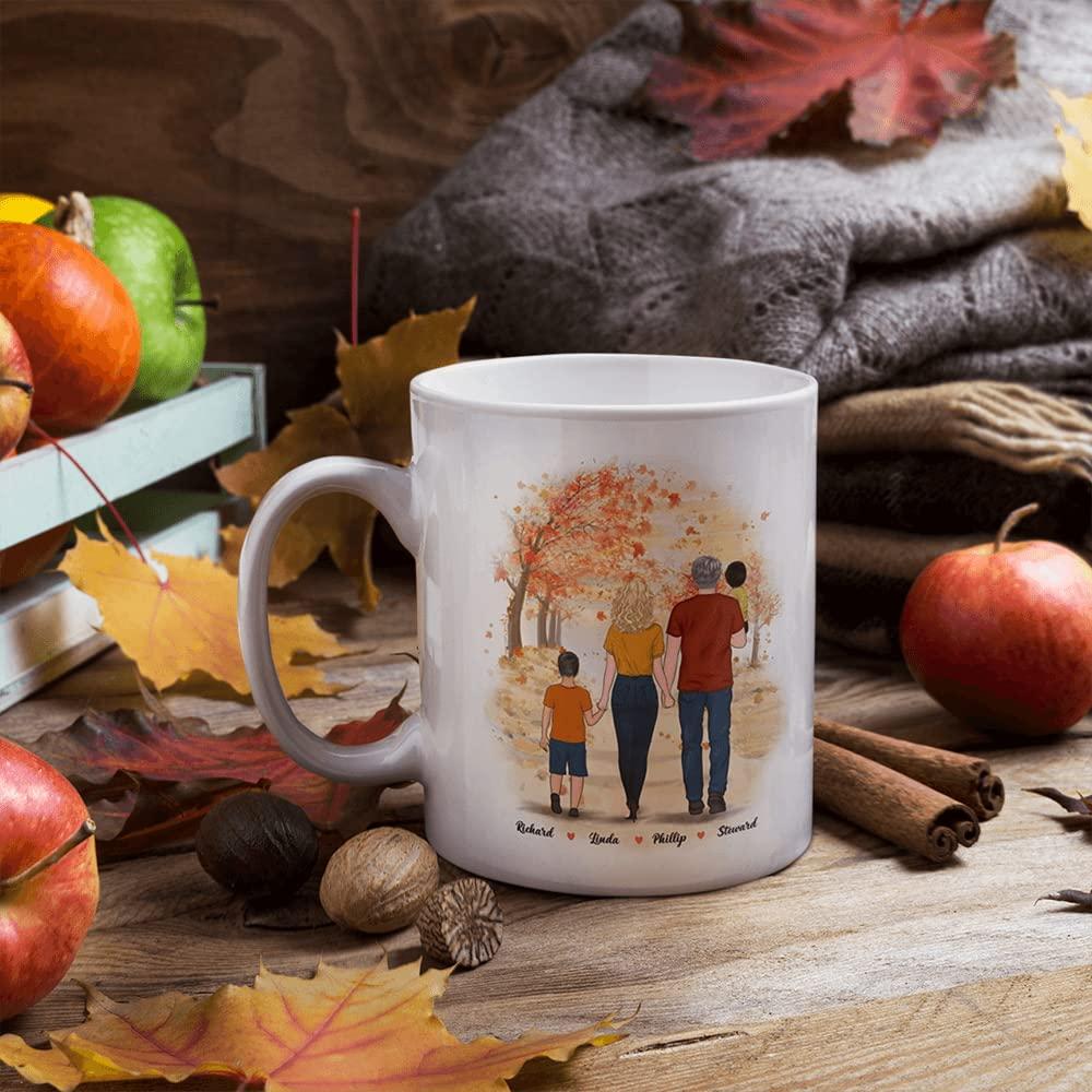 Gossby Gossby Personalized Family Mug - Life Is Better with Family (Parents - 3 Kids) V3-11oz, 15oz Fall Novelty Coffee Mug with Family Members, Names - Personalized Fall Gift for Whole Family