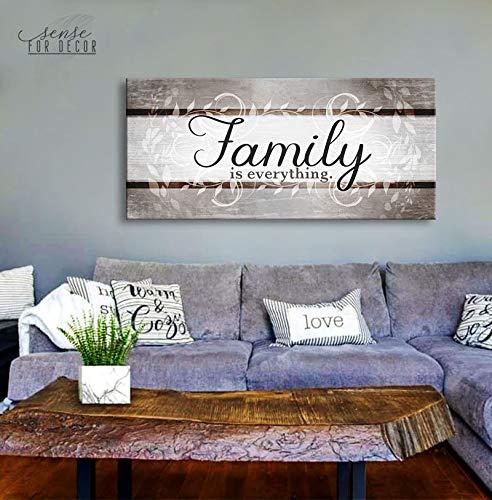 Sense for Decor Sense Of Art| Family Is Everything| Family room furniture| Framed wall art| Large canvas wall art| Farmhouse decor| Family wall dcor| Living room decor (42 x 19, Family is Everything V2 (Brown))