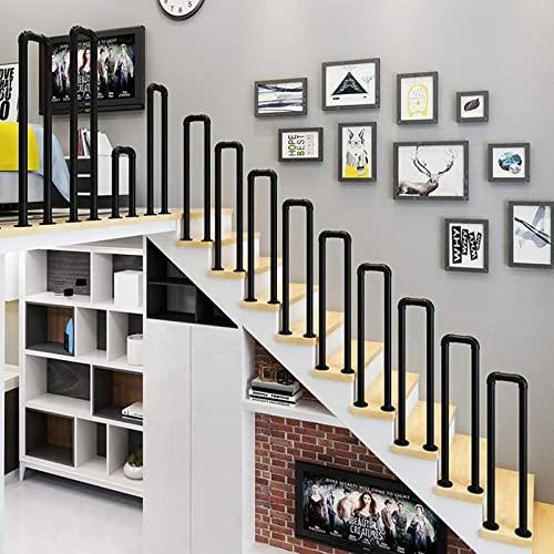 Pealihuy Pealihuy Handrails for Outdoor Front Porch Steps, Stair Handrails for Outside Steps Railing for The Elderly for Concrete Wood Brick Stair, Wrought Iron Matt Black,95cm