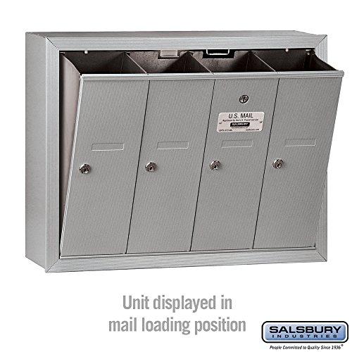 Salsbury Industries Salsbury Industries, Aluminum 3504ASU Surface Mounted Vertical Mailbox with 4 Doors and USPS Access