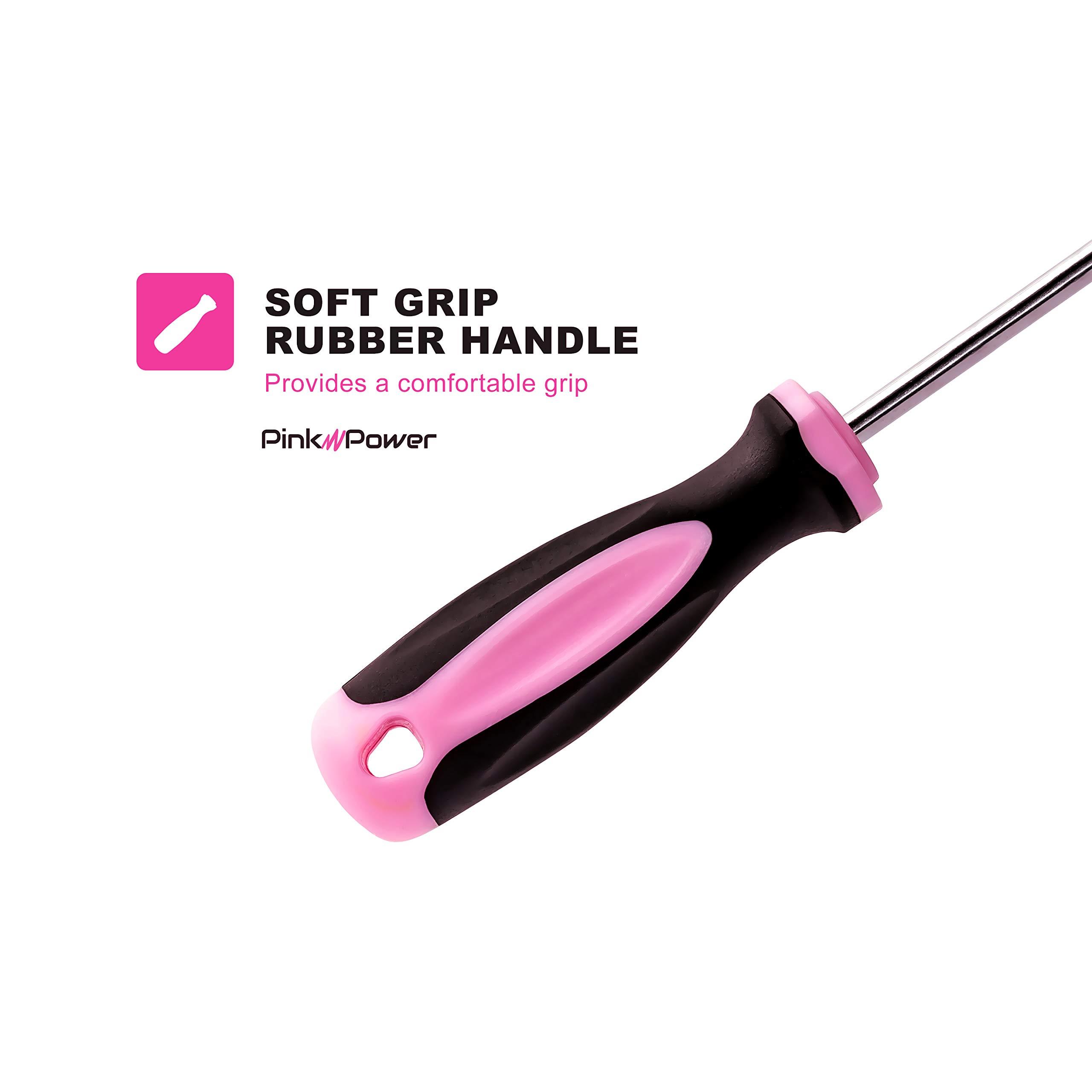 Pink Power Pink Power Magnetic Screwdriver Set - 6 Piece Phillips Head and Flat Head Hand Pink Tool Set for Women & Ladies - Insulated Screwdriver Kit with Magnetic Tip - Screw Drivers Set