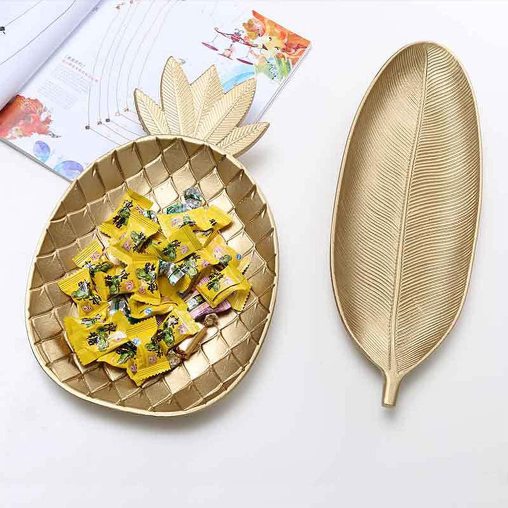 LEYILE LEYILE Gold Pineapple/Leaf Shape Desserts Fruit Plates Nordic Decorative Tray Dried, Large
