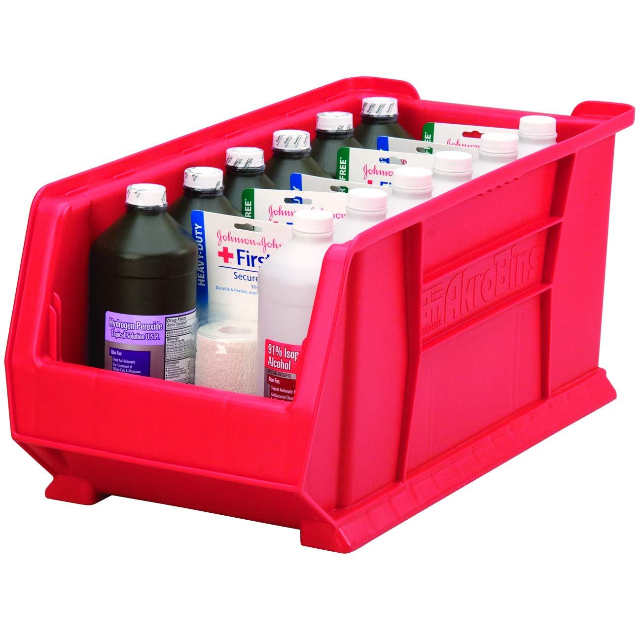 Akro-Mils Akro-Mils 30287 Super-Size AkroBins Plastic Storage Bins, Space-Saving Stackable Bins for Garage Organization Bins, Classroom Organization, Warehouses, 24-Inch L x 11-Inch W x 10-Inch H, Yellow, 4-Pack