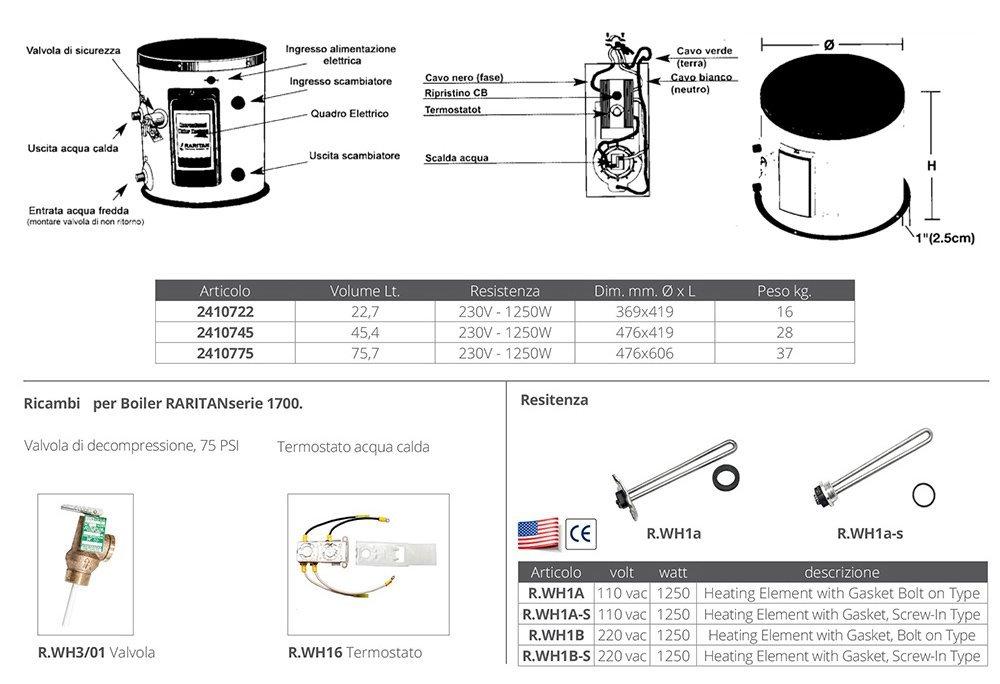 Raritan Raritan 6 Gallon Water Heater - 240 Volt, w/Heat Exchange - Standard NPT