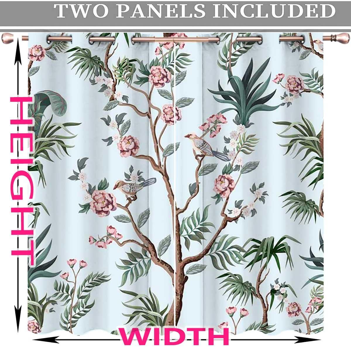 ZYMECH ZYMECH Colorful Closet Curtains for Bedroom Closet Door,Fresh Flowers and Birds Leaves Macrame Curtains for Doorways Fireplace Decor 63in Width by 80in Height