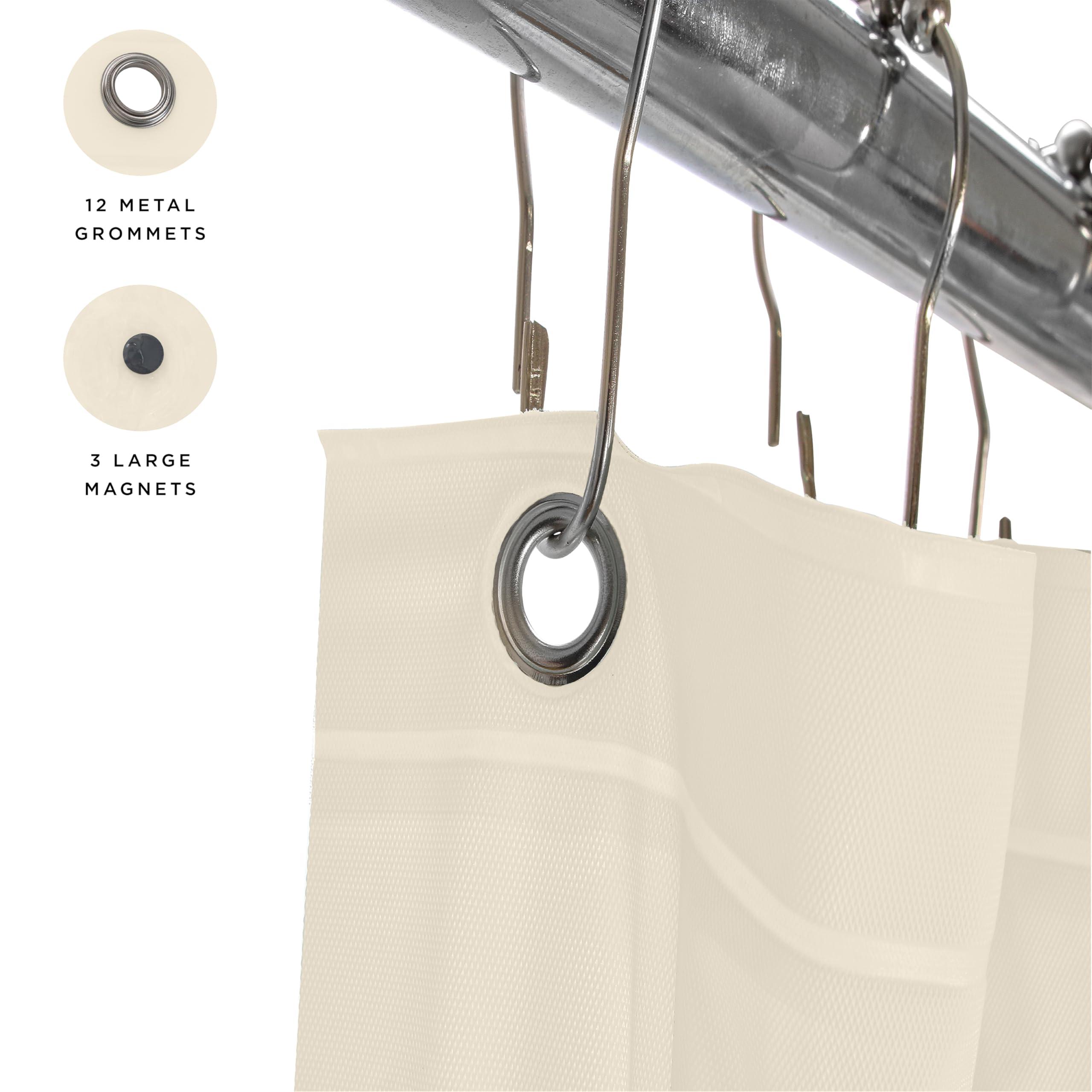 Bath Bliss Bath Bliss PVC Heavy Shower Curtain Liner, 12 Rust Resistant Metal Grommets, 3 Weighted Magnet Hem, 70\"x72\", Beige