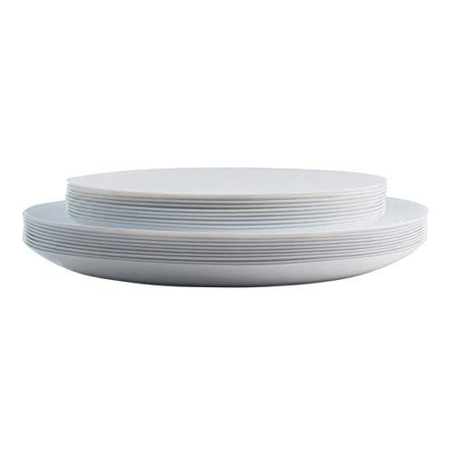 Posh Setting Posh Setting White Plastic Plates Disposable Plastic Wood Pattern Dinnerware (Includes 20 Dinner Plates and 20 Salad Plates) Elegant Disposable Dinnerware Set