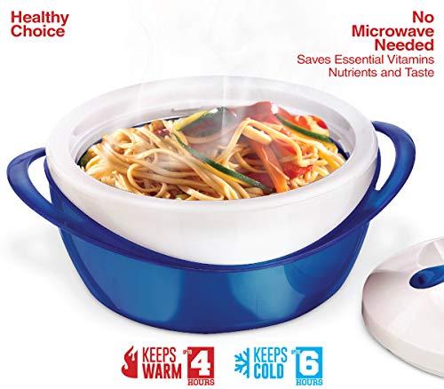 Pinnacle Thermoware Pinnacle Large Insulated Casserole Dish with Lid 2.6 qt. Elegant Hot Pot Food Warmer/Cooler -Thermal Soup/Salad Serving Bowl Stainless Steel Hot Food Container Best Gift Set for Moms Holidays Blue