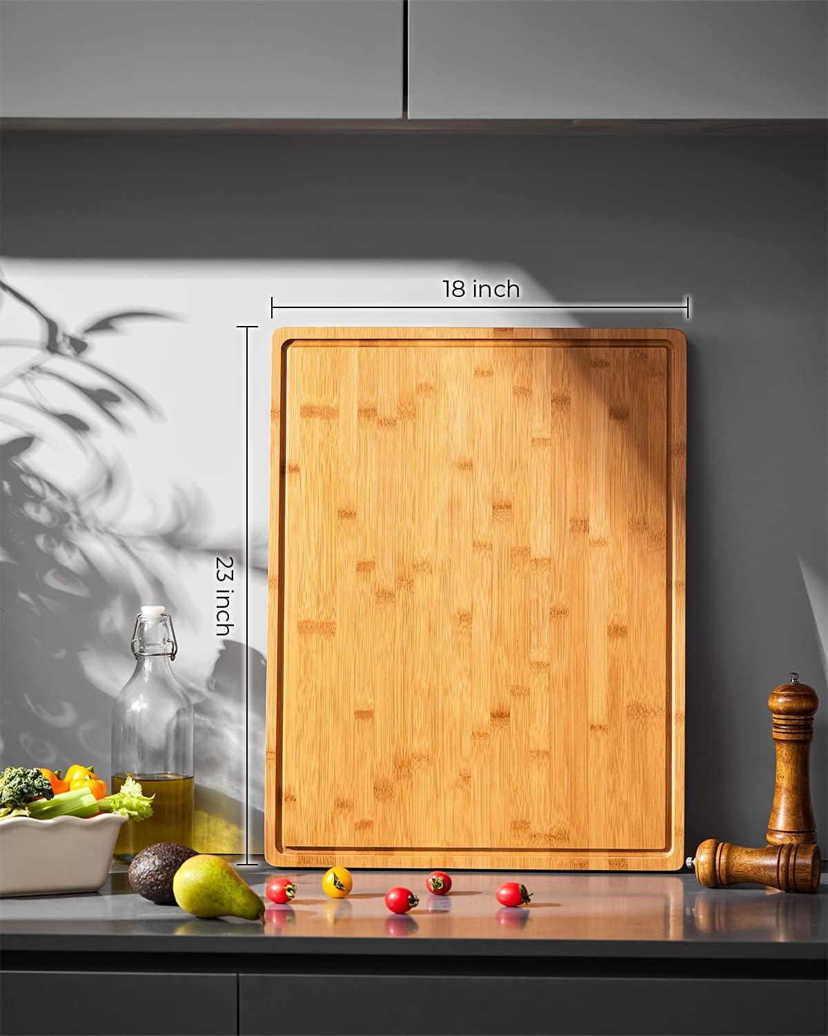 BEZIA Extra Large Cutting Boards for Kitchen, XXL Reversible Large Bamboo Cutting Board, Carving Board Cheese Board with Deep Groove, Kitchen Chopping Board for Meat, Vegetables, Fruit, Turkey