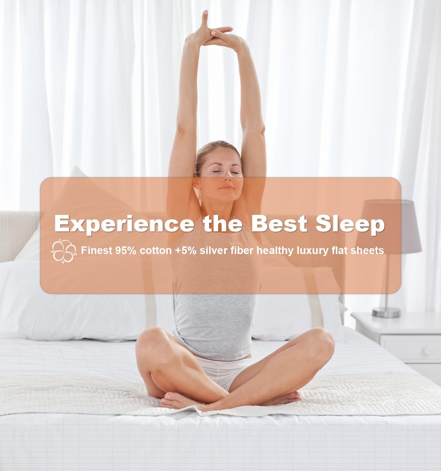 NIULAFR NIULAFR Grounding Sheets - 95% Nature Cotton +5% Silver Fiber - with Grounding Cord, Keep Good Sleep - Natural Healthy