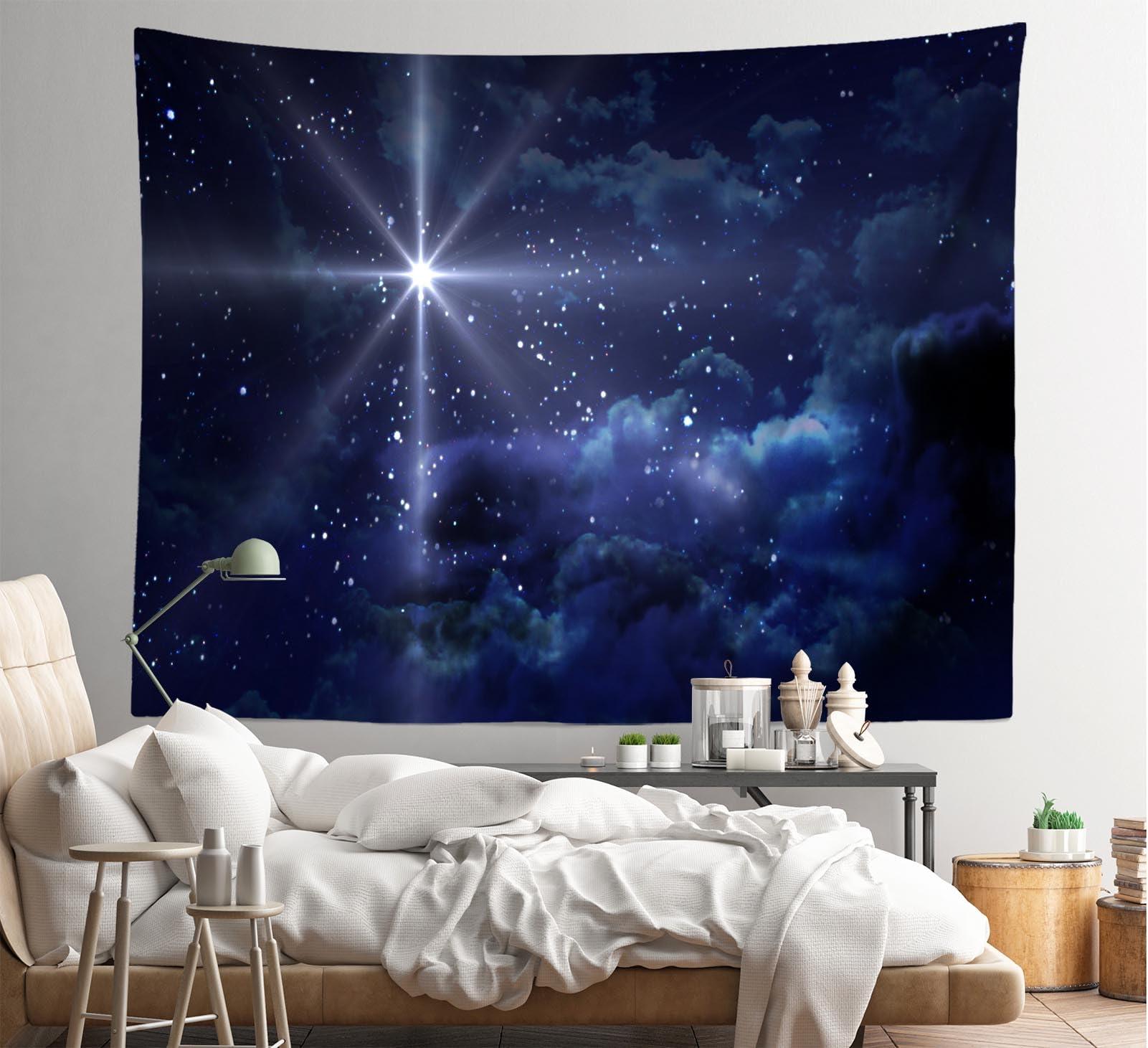Loccor Loccor Star Night Tapestry Bethlehem Christmas Star Nativity of Jesus Christ Wall Hanging Nativity Scene Star of Bethlehem Blue Starry Sky Tapestry Christian Church Decor Home Decor 70\'\'x47\'\'