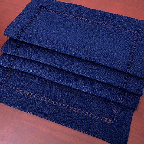 Grelucgo Grelucgo Handmade Hemstitch Solid Navy Blue Nautical Rectangular Table Runner Or Dresser Scarf (14 x 60 Inch)