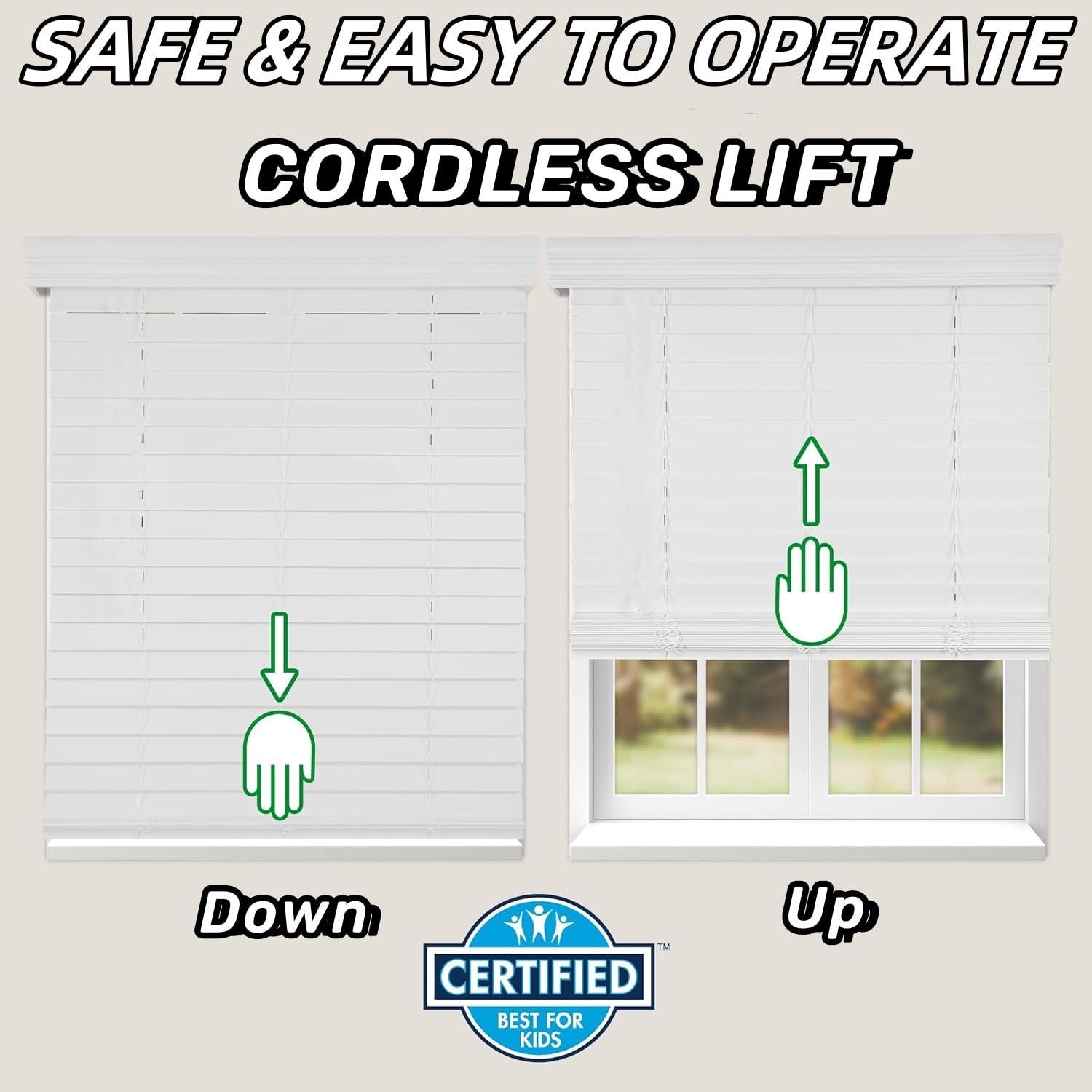 LOQPDNXN Blinds Custom Venetian Blinds for Windows Cordless Vinyl Blinds Horizontal Window Blinds Aluminum Blinds Blinds & Shades for Indoor & Ourdoor by White.25 1/2" W x 44" H