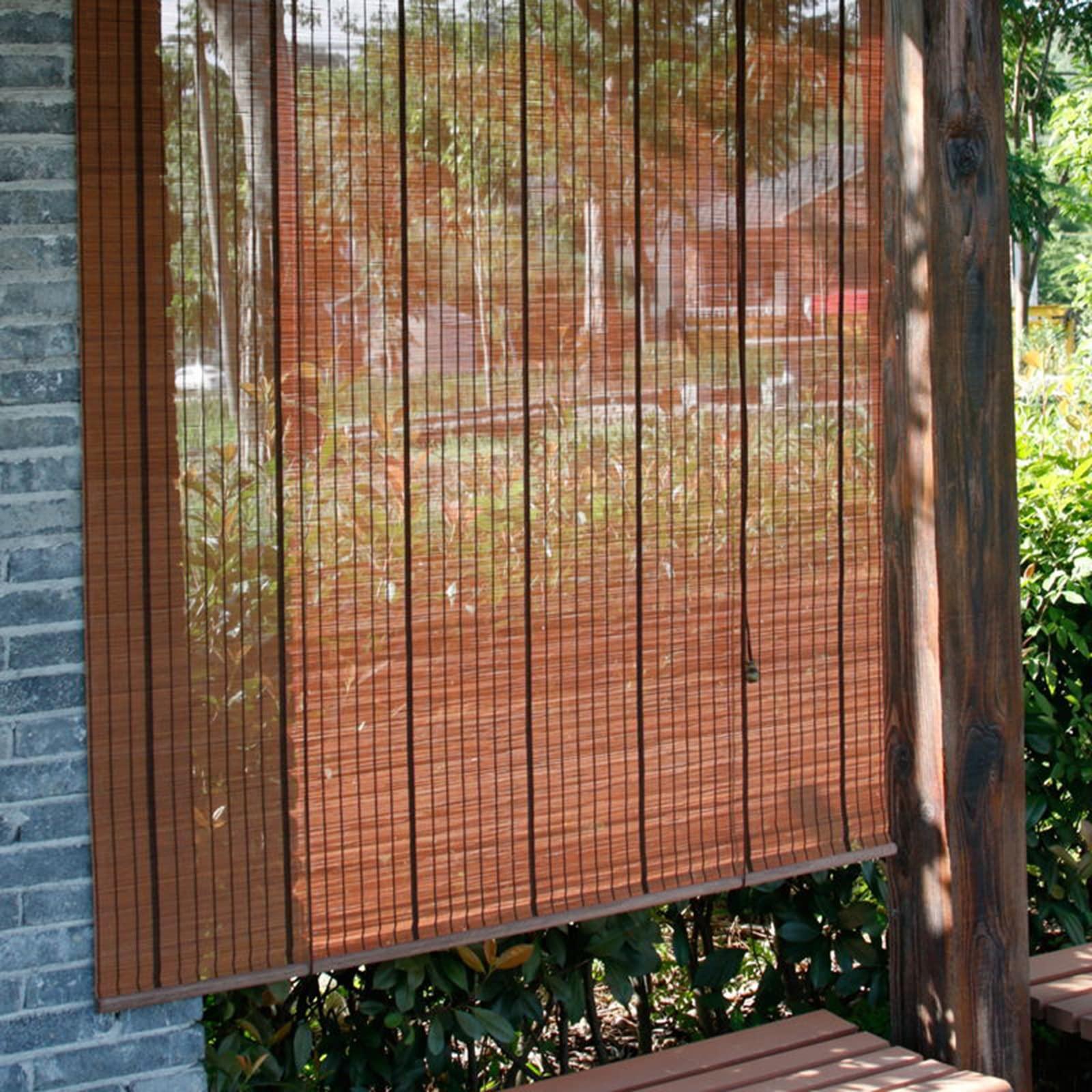 SHUITUKOUU Bamboo Shades for Doors,Natural Roman Curtain,Blackout Bamboo Window Shades,Outdoor Woven Wood Roller Shades,for Windows,Balcony,French Doors,Dining Hall,Indoor,W130xH220cm/51x87in