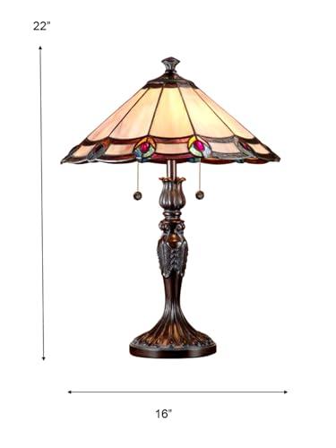 Dale Tiffany Lamps Dale Tiffany TT101081J Aldridge Peacock Table Lamp, Antique Bronze