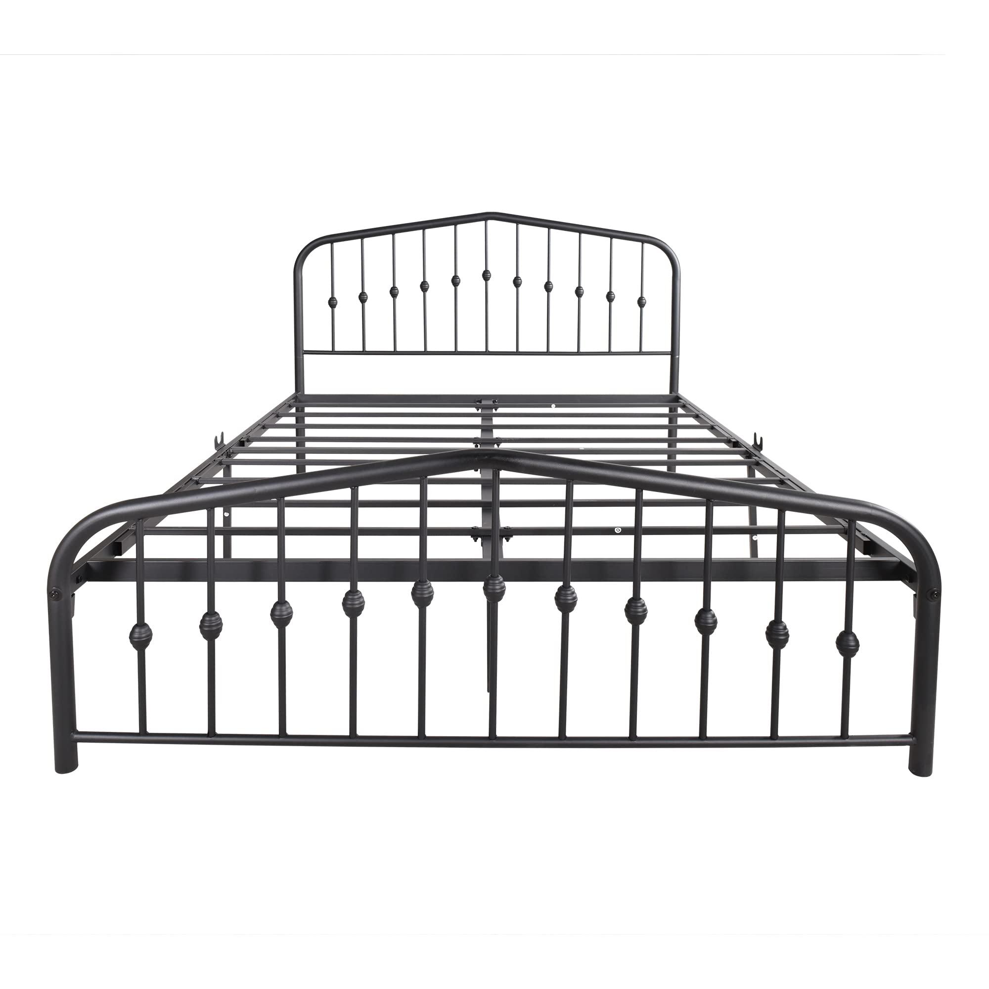 CNANXU CNANXU Metal Queen Size Platform Bed Frame with Headboard Footboard, Steel Bed Frame Queen Size Bed Mattress Foundation Support, No Box Spring Needed, Heavy Duty Steel Slats-Queen Bed (Black)