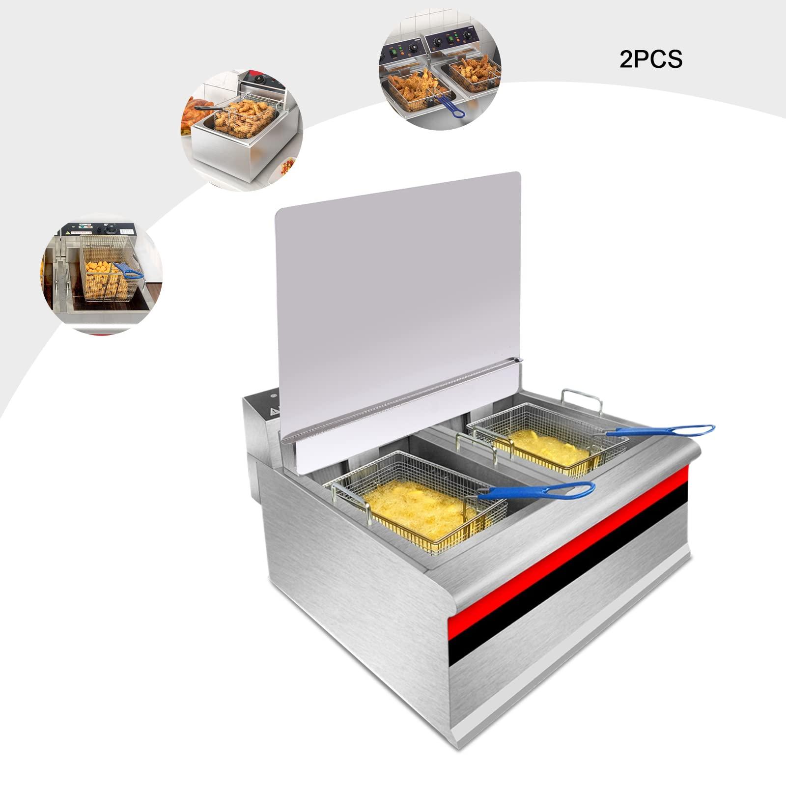 QUEMARQUE 2 Pcs Stainless Steel oil Splatter Guard, Grease Splatter Screen, Commercial Deep Fryer Splash Guard 20-1/2\" W X 18\" H Universal Anti Splatter Sheet Oil Guard