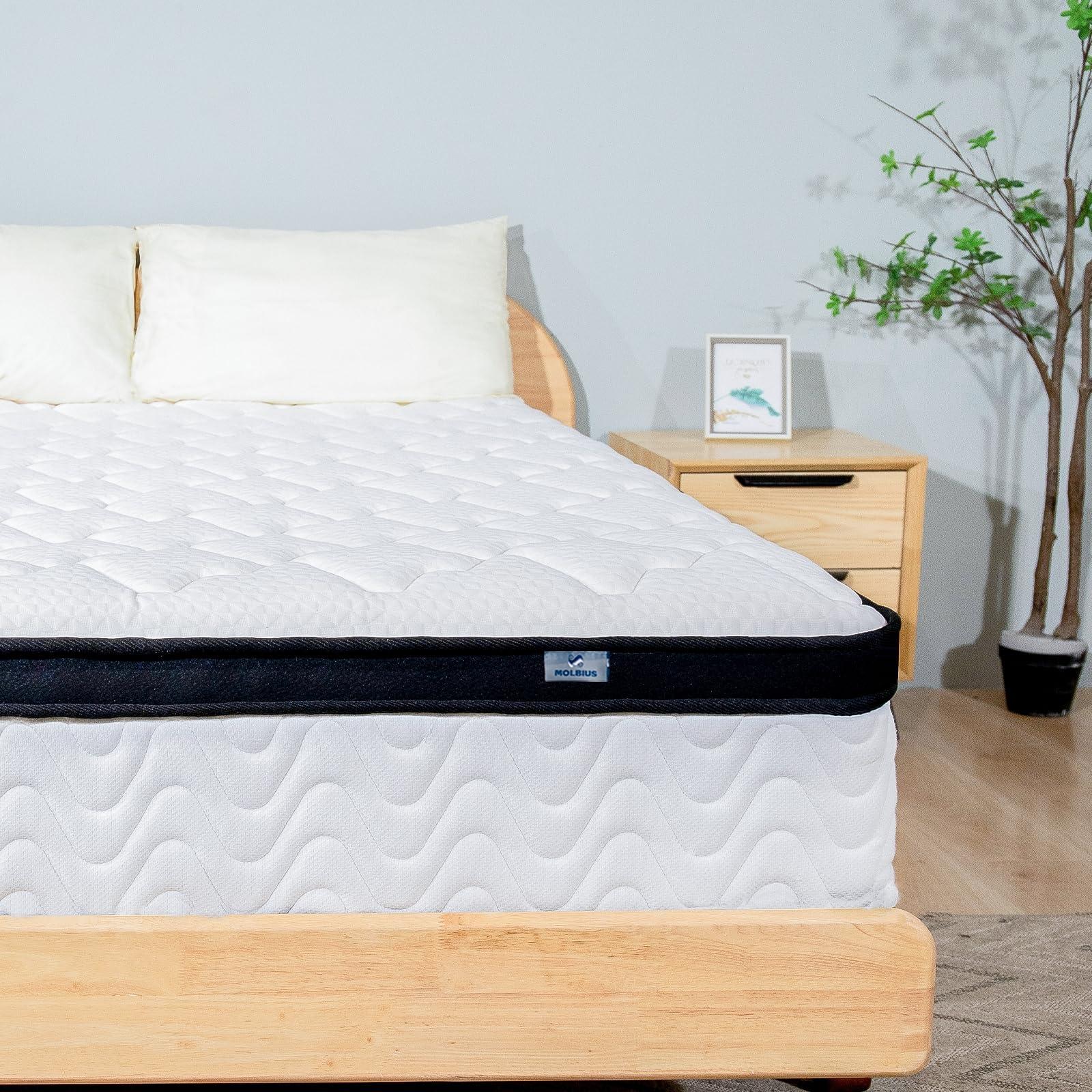 MOLBIUS MOLBIUS King Size Mattress | 12 Inch Hybrid Mattresses King in a Box | Medium Firm Memory Foam and Individual Pocket Springs | Fiberglass Free Bed Matress | Breathable | CertiPUR-US
