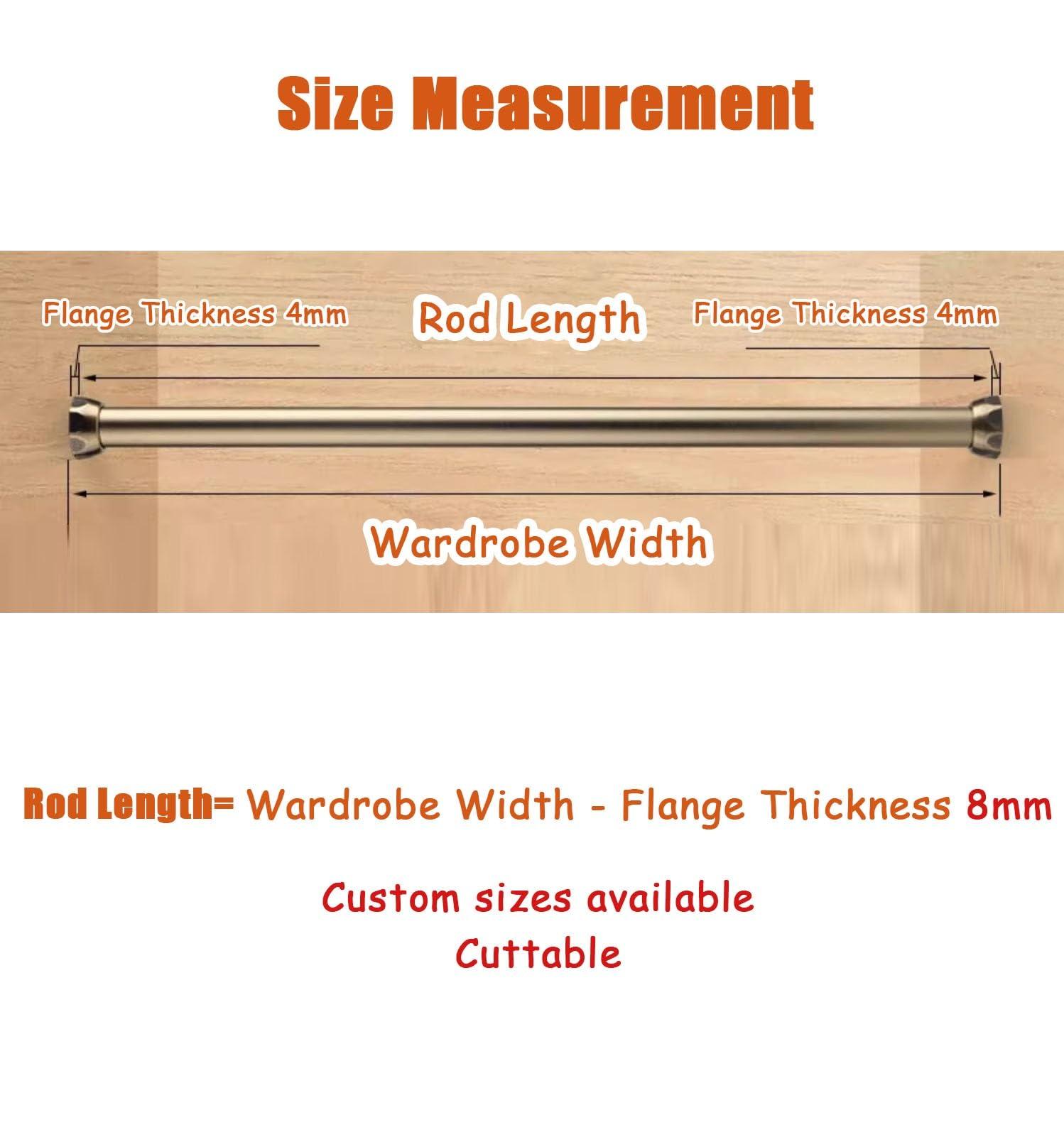 Oracra Closet Rod Champagne Gold Closet Rods and Brackets, Heavy Duty Hanging Clothes Rack, 17 18 24 29 30 32 36 48 50 Inch Removable Clothing Valet Pole Bar,(Champagne,35cm(13 3/4"))