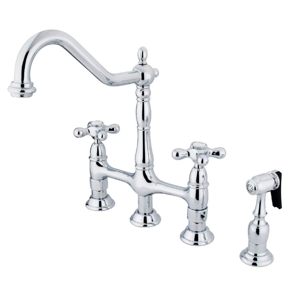 Kingston Brass Kingston Brass KS1271AXBS Heritage Kitchen Faucet with Brass Sprayer, 8-3/4-Inch, Polished Chrome