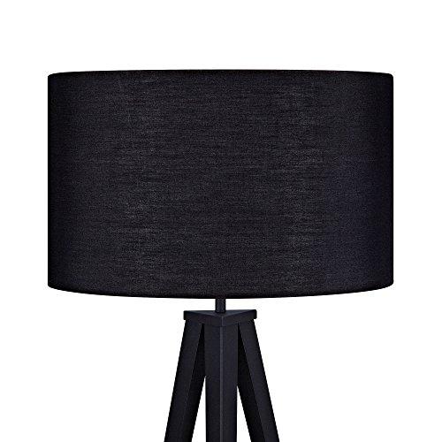 Teamson Home Versanora Romanza Modern LED Tripod Floor Lamp Tall Standing Light with Drum Shade Metal Legs for Living Room Study Reading Bedroom Home Office, 60 inch Height, Matte Black