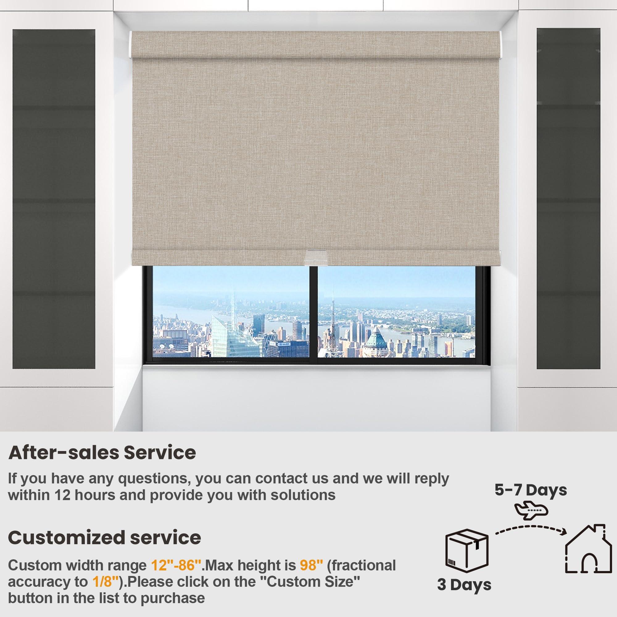 PQRSHADE PQRSHADE 100% Blackout Window Shades Pull Down for Indoor,Custom Room Darkening Roller Window up and Down Blinds with Thermal Insulated for Home Bedroom Office Easy to Install(67"W x 56"H)Cameo brown