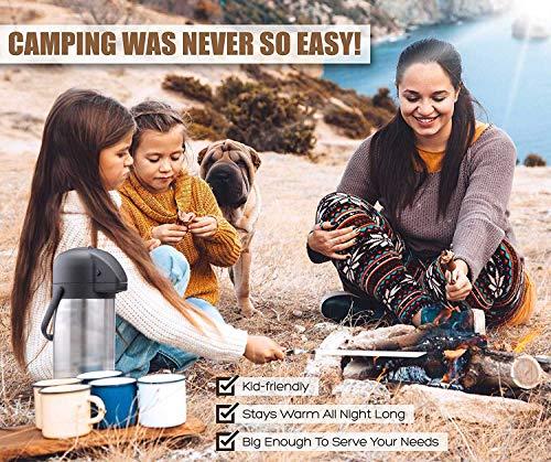 VONDIOR 85 oz (2.5L) Coffee Carafe with Pump, Insulated Stainless Steel Coffee Dispenser, Coffee Carafes for Keeping Hot/Cold, Hot Beverage Dispenser for Party