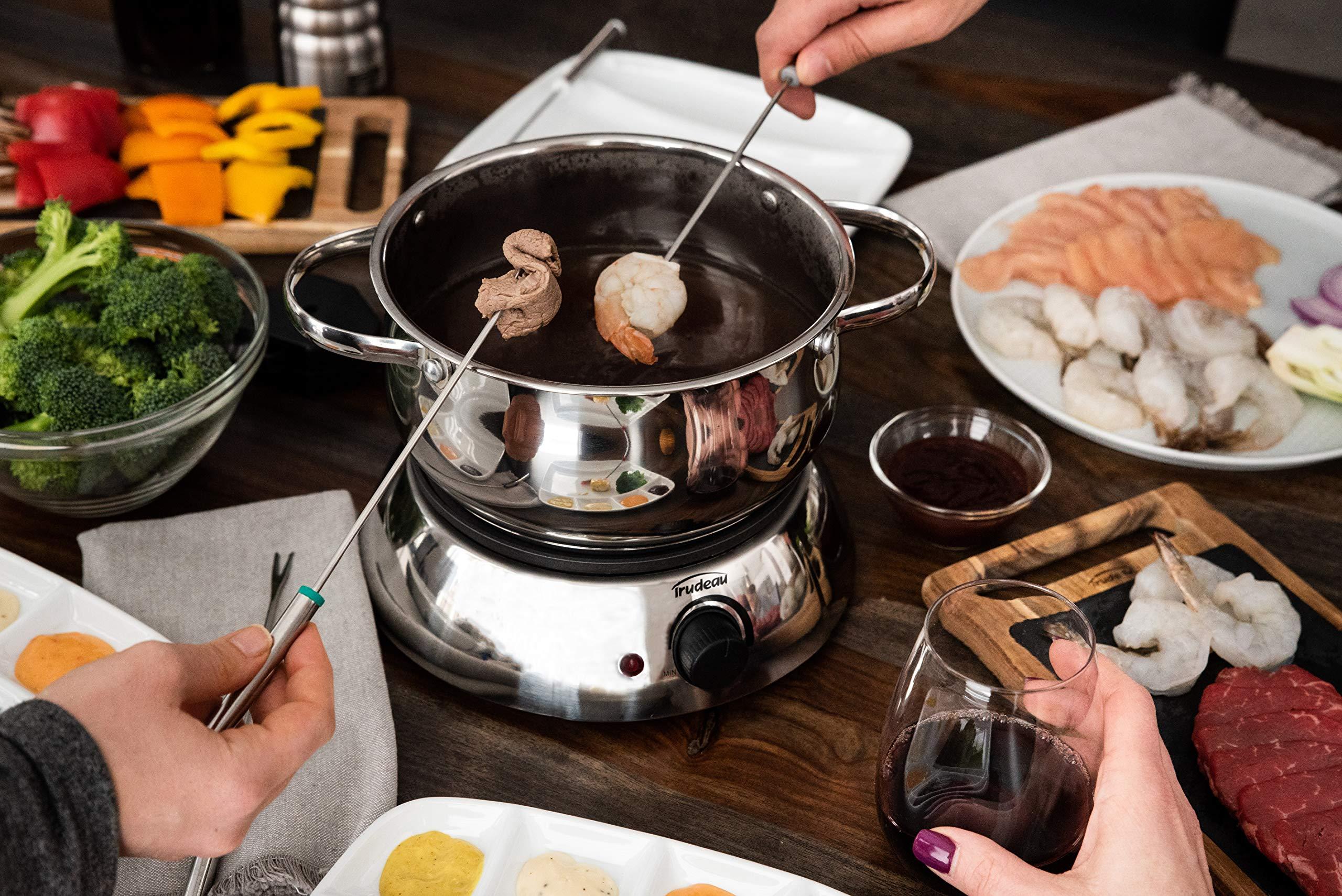 Trudeau Trudeau 0829020 Alto 3-in-1 Electric Fondue Set for Chocolate and Cheese, 11-Piece with Forks Included, Stainless Steel, 81 Ounce, Silver