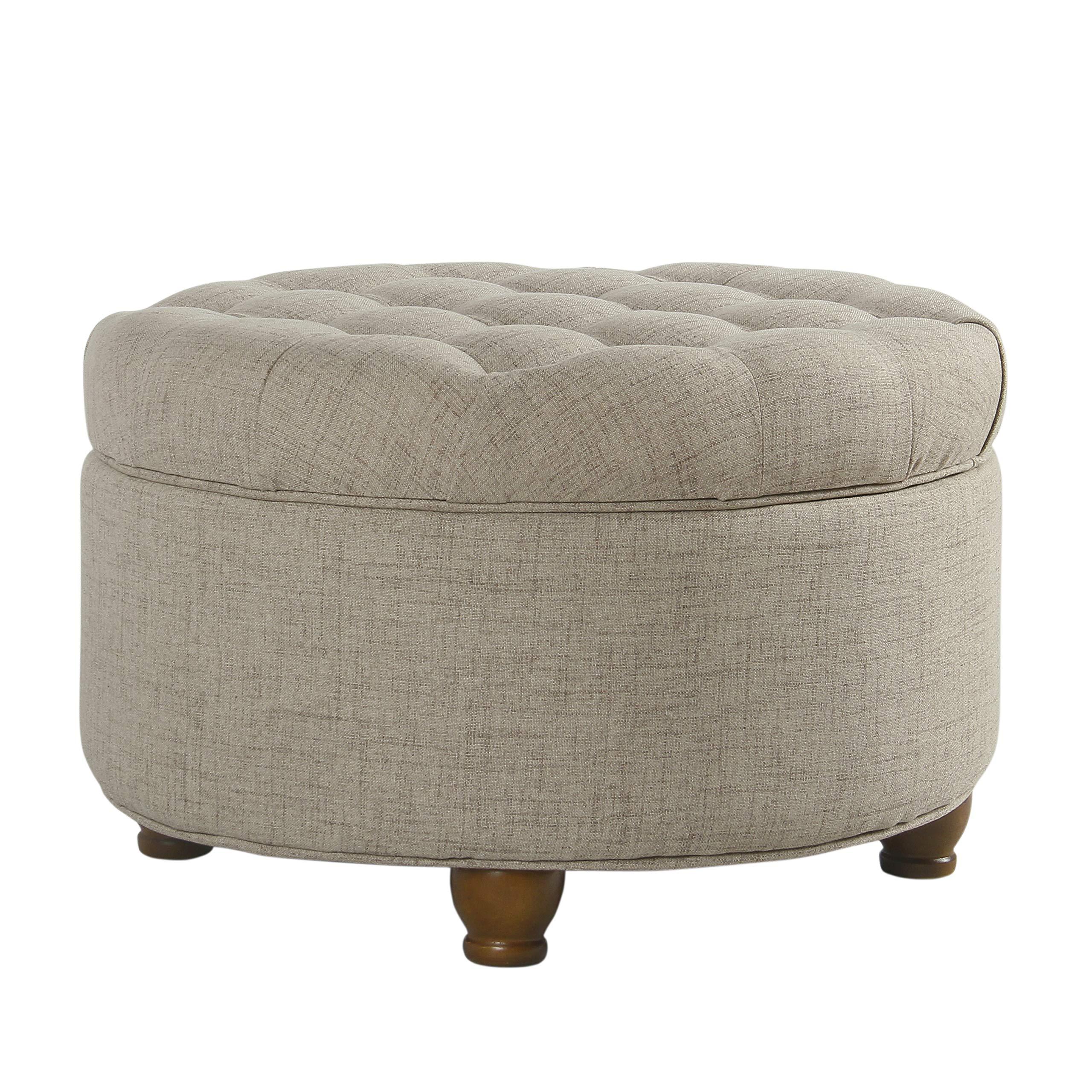 HomePop Homepop Home Decor Button Tufted Woven Round Storage Ottoman Large
