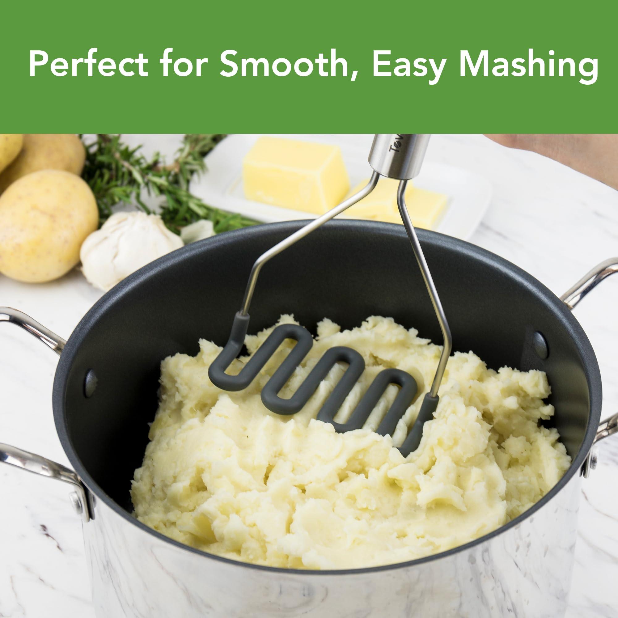 Tovolo Tovolo Silicone Potato, Stainless Steel Handle & Core, Food Mashers Kitchen Utensil, Vegetable Ricer & Avocado Blender, Scratch Heat-Resistant, Charcoal