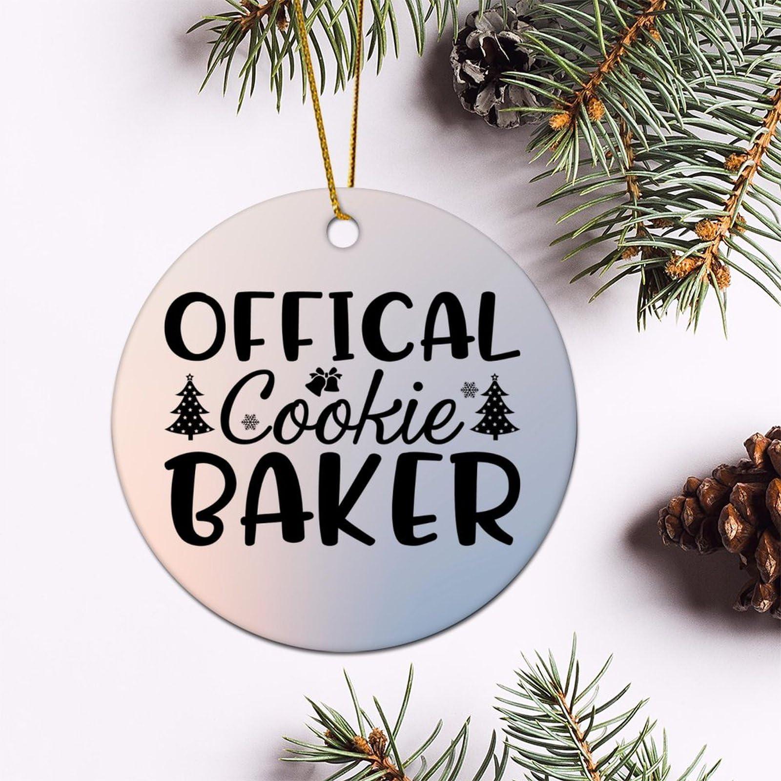 Evans1nism Evans1nism Christmas Porcelain Ornament Offical Cookie Baker Round Christmas Ornament Religious Saying Quotes Two Side Printed Winter Christmas Ornament Gifts for Mom Dad Parents Lover 3.2 Inch