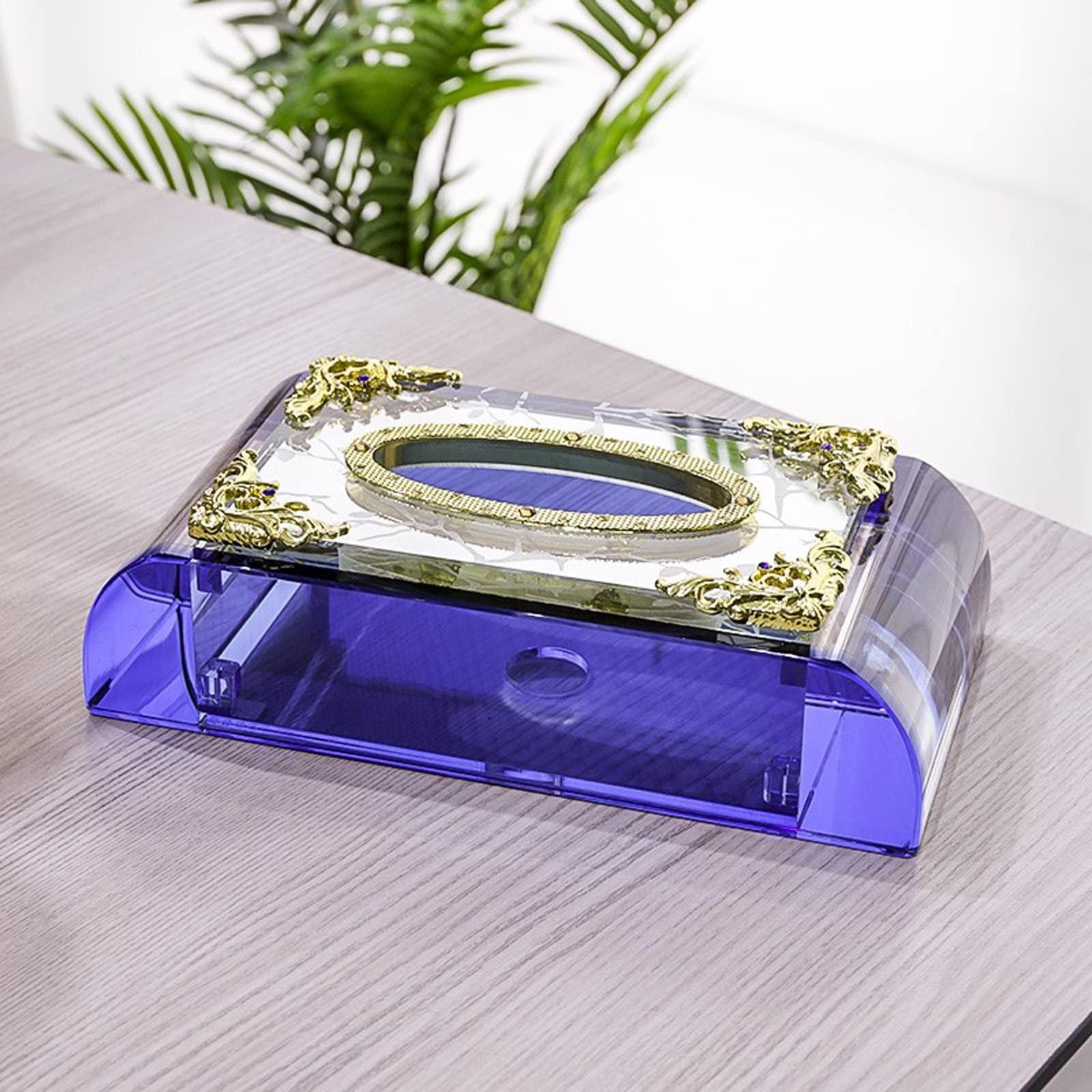 BONAD Tissue Holder Box Crystal Glass Tissue Box Cover Rectangular Elegant Tissue Holder Decorative Napkin Container for Dresser Bedroom Bathroom Dining Room and Living Room Tissue Holder Case (Color : 1)