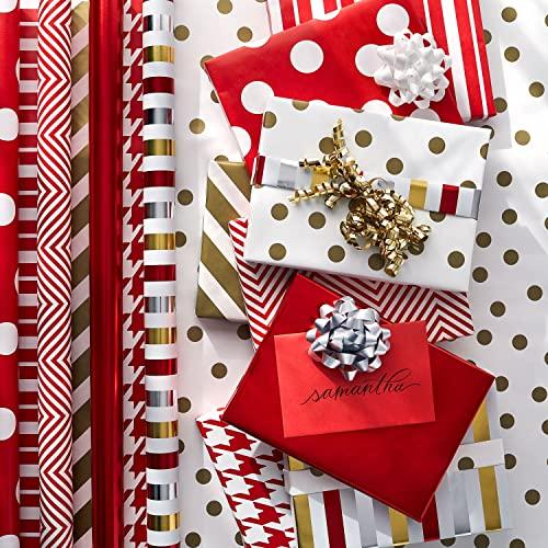 American Greetings American Greetings Valentines Day Wrapping Paper, Red and Gold Patterns (4 Rolls, 120 sq. ft.)